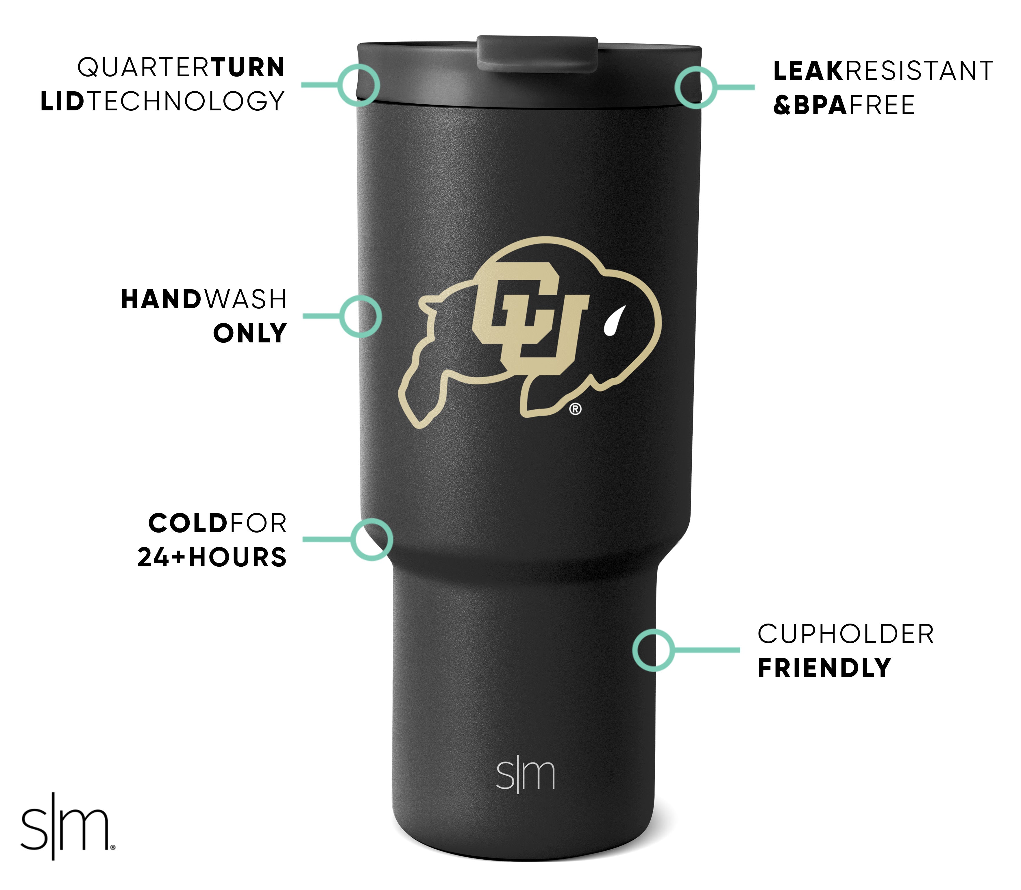 Collegiate Trek Tumbler - Insulated Stainless Steel Water Bottle with Lid | Leakproof Travel Mug for College Students, Hiking & Outdoor Activities