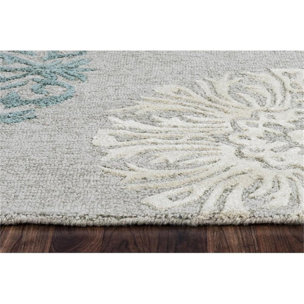 Rizzy Home Alora Decor 10' Round Hand-Tufted Area Rug in Blue, Gray & Rust - Perfect for Living Room, Bedroom or Office Decor