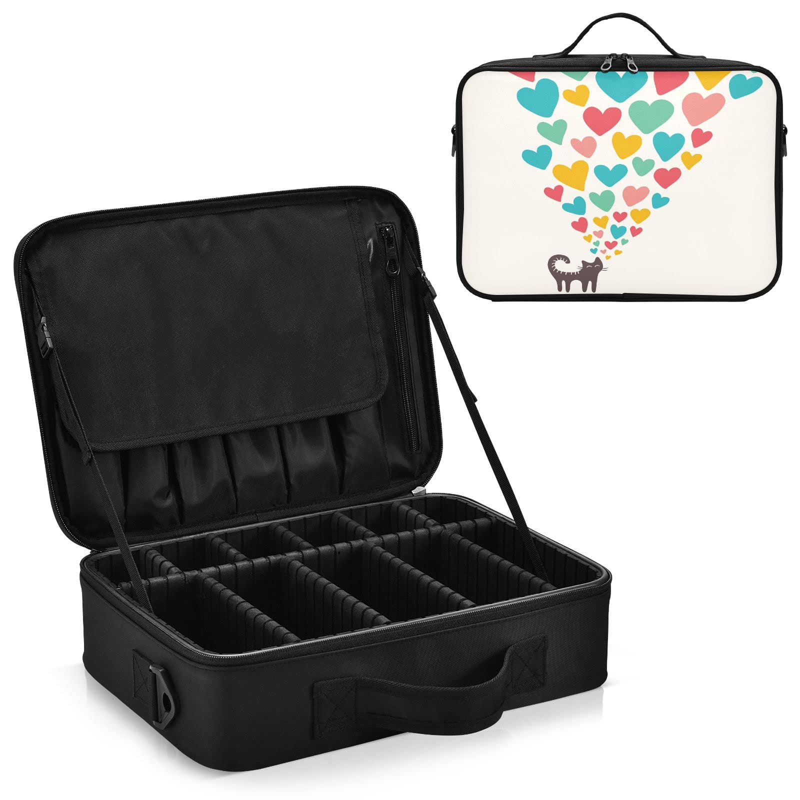 Funny Cat in Love Travel Makeup Bag for Women | Waterproof Cosmetic Organizer | Portable Train Case for Makeup Artists | Perfect for Travel, Gym & Daily Use