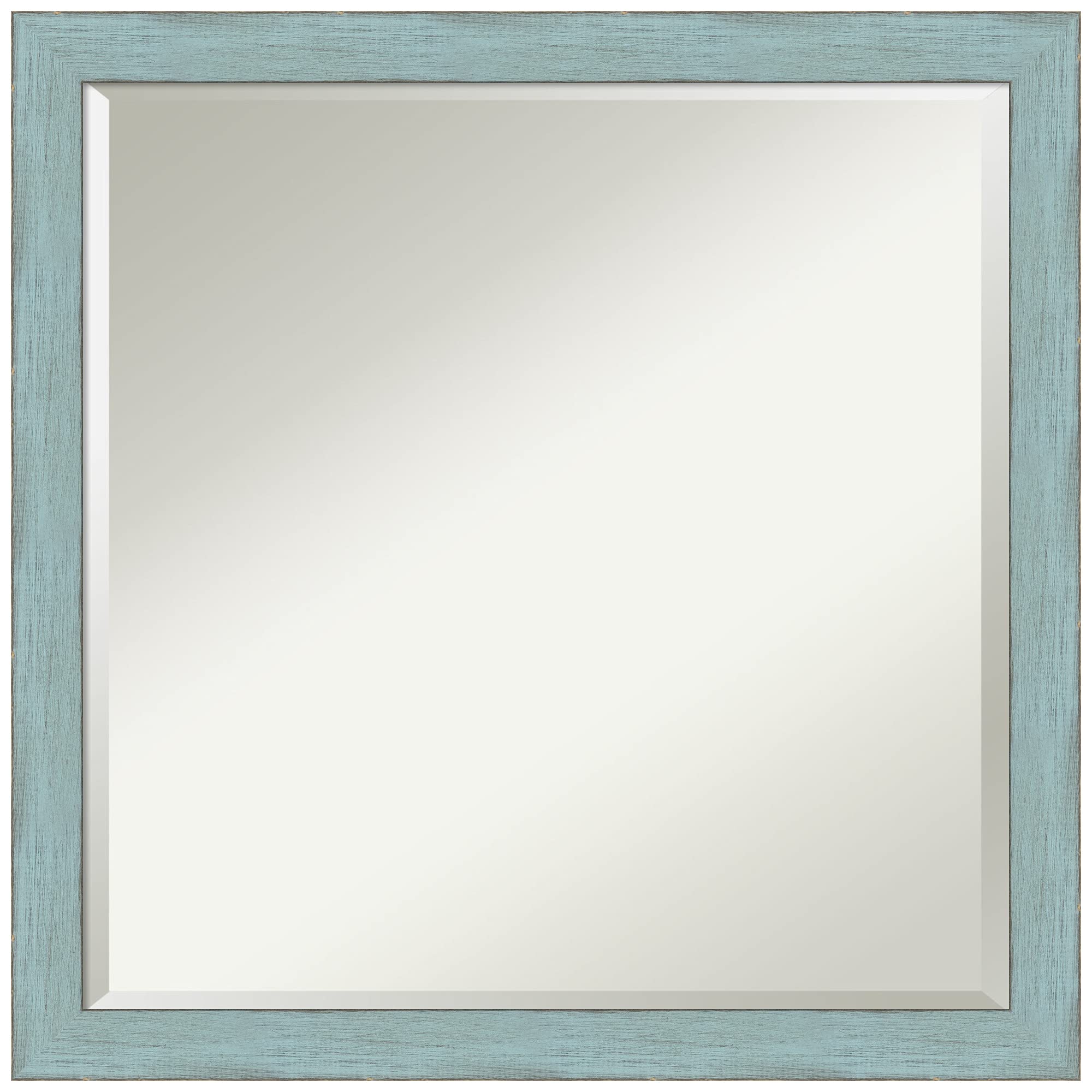 Amanti Art 22x22 Inch Blue Wall Mirror - Rustic Square Farmhouse Mirror with Wood Frame for Bathroom & Living Room Decor - Horizontal or Vertical Hanging - Beveled Edge Mirror Perfect for Vanity, Entryway, and Bedroom Decor