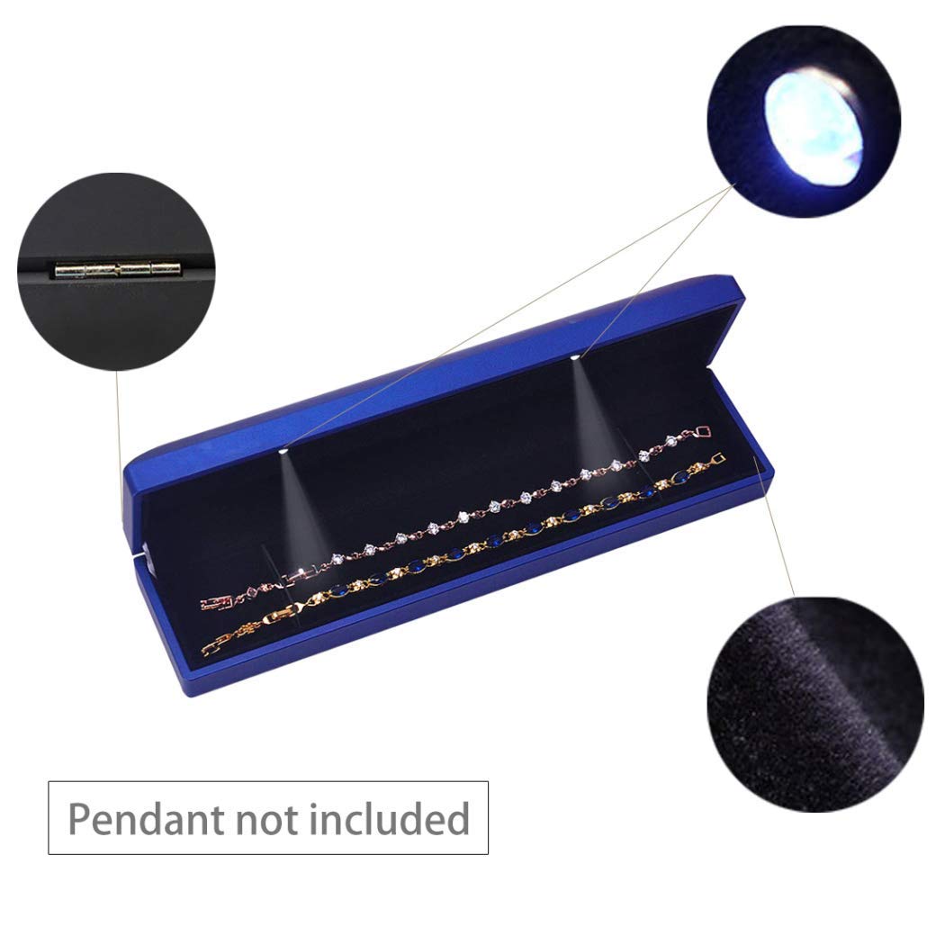 LED Lighted Jewelry Display Case - Necklace & Bracelet Storage Box with Lights, Wedding Gift Box for Charms & Accessories - Perfect for Bridal Showers, Birthday Gifts & Jewelry Organization (Red)