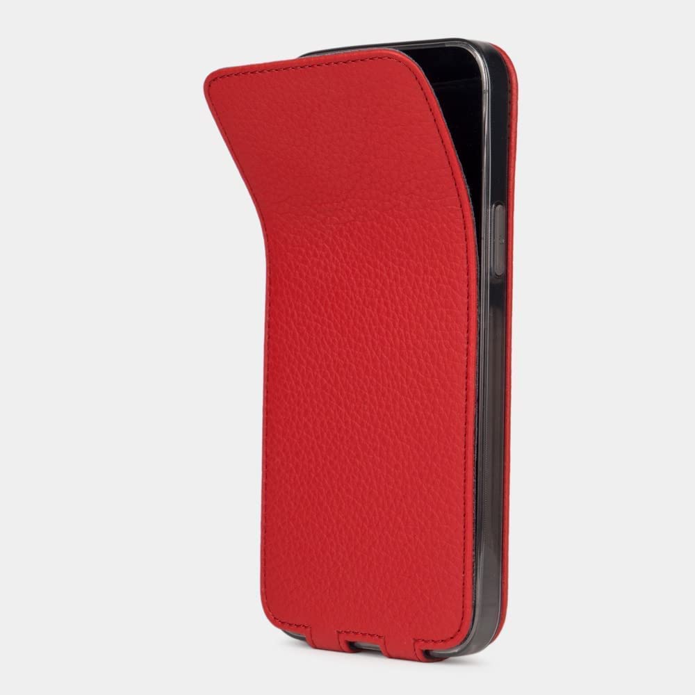 Premium Ultra Thin Leather Folio Case for iPhone 13 Pro - Patented French Design - Slim Protective Cover - [RED] - Perfect for Business & Travel Use