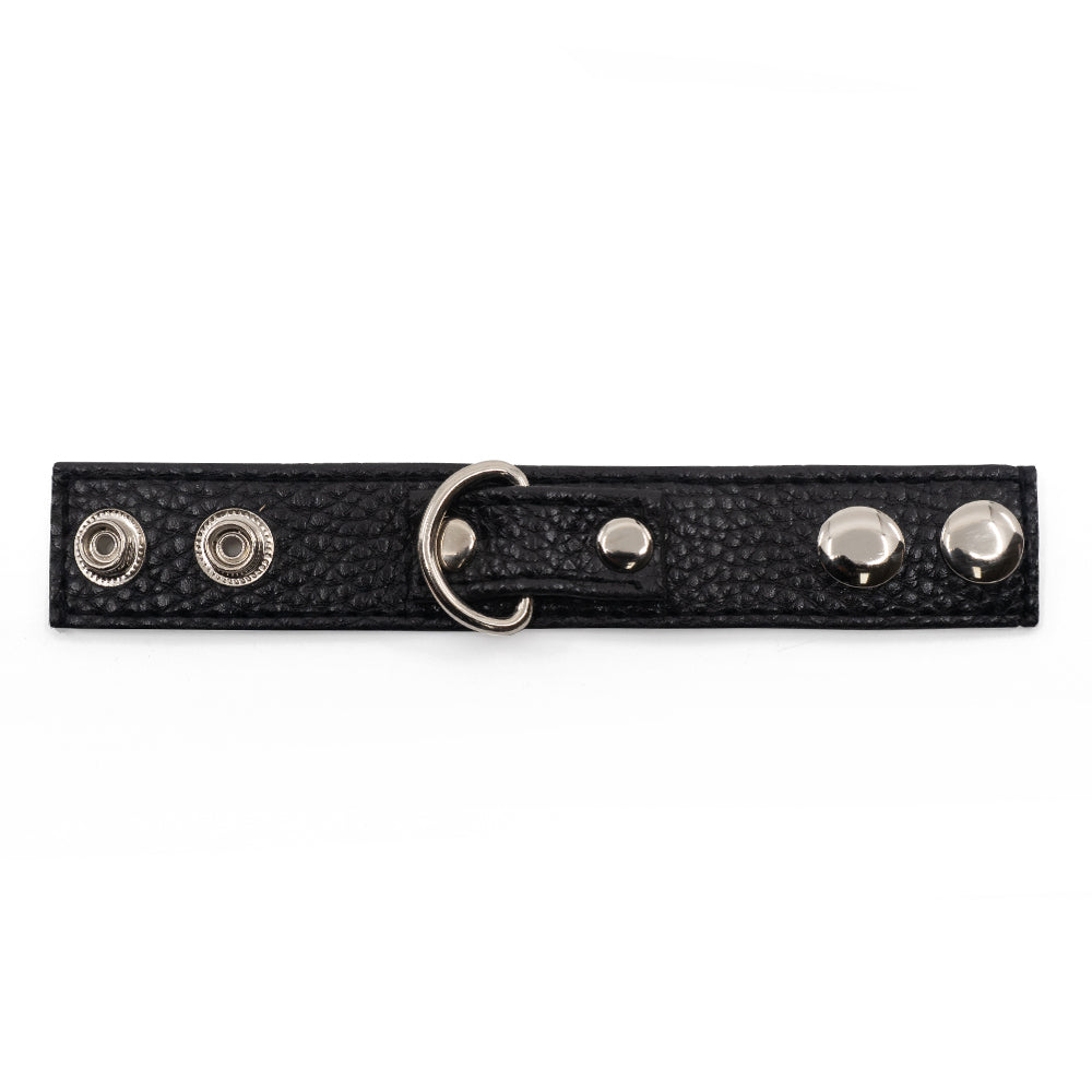 Premium Faux Leather Snap Button Cock Ring with D-Ring - Adjustable Strap for Enhanced Pleasure - Perfect for Couples Play & BDSM Scenes