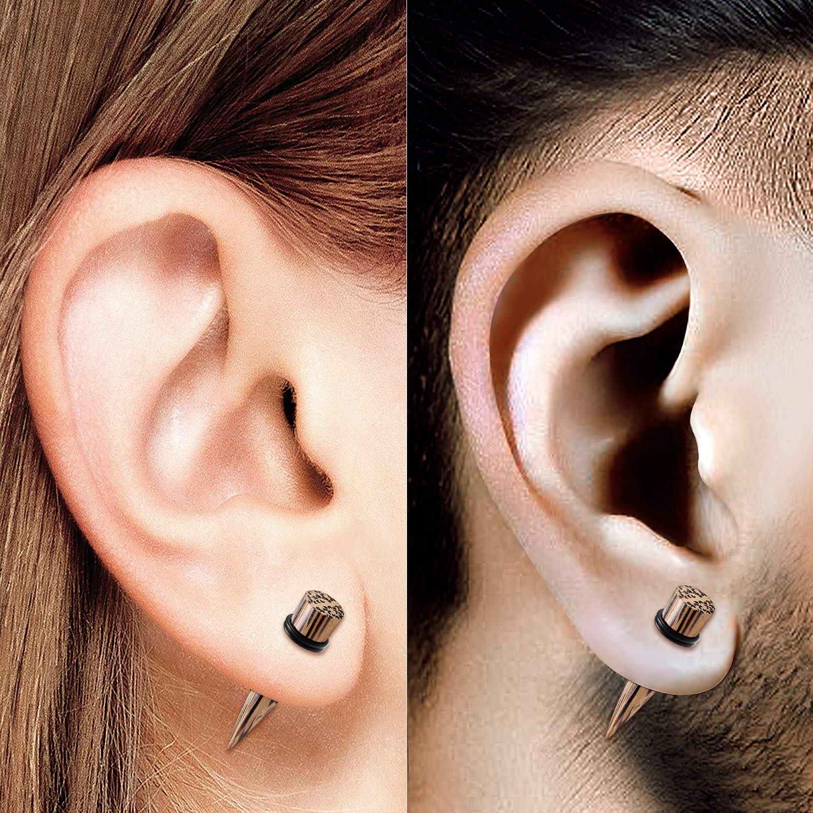 Organic Coconut Wood Taper Ear Plugs for Stretching - Double Rubber O-Rings Ear Jewelry - Perfect for Ear Lobe Piercing & Gauging - Ideal for Body Modification, Punk Style & Alternative Fashion