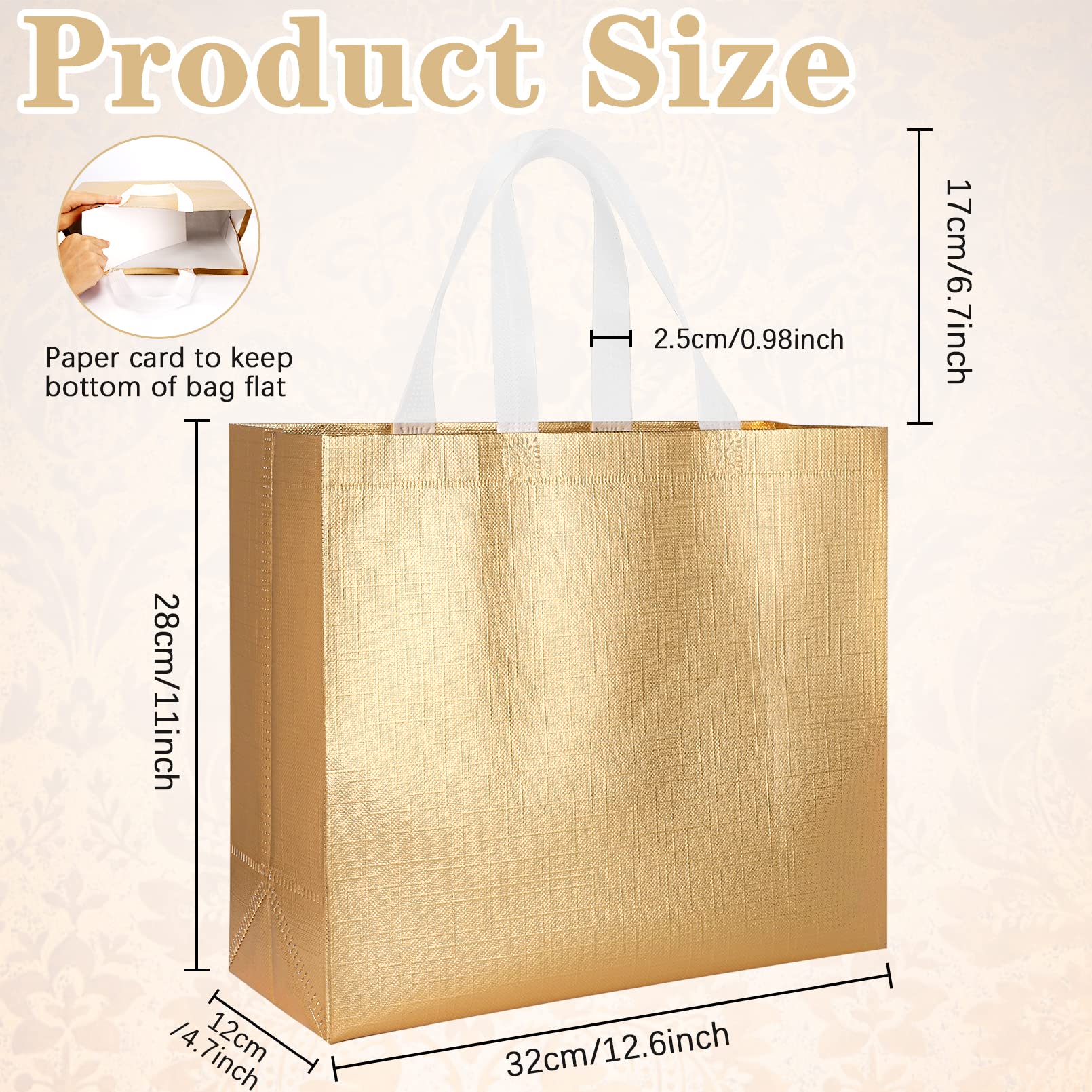 12-Piece Reusable Gift Bags Set - Glossy Tote Bags with Handles, Eco-Friendly Non-Woven Foldable Shopping Bags for Groceries, Bridesmaid Gifts & Party Favors - Perfect for Weddings, Birthdays & Holiday Gift Wrapping