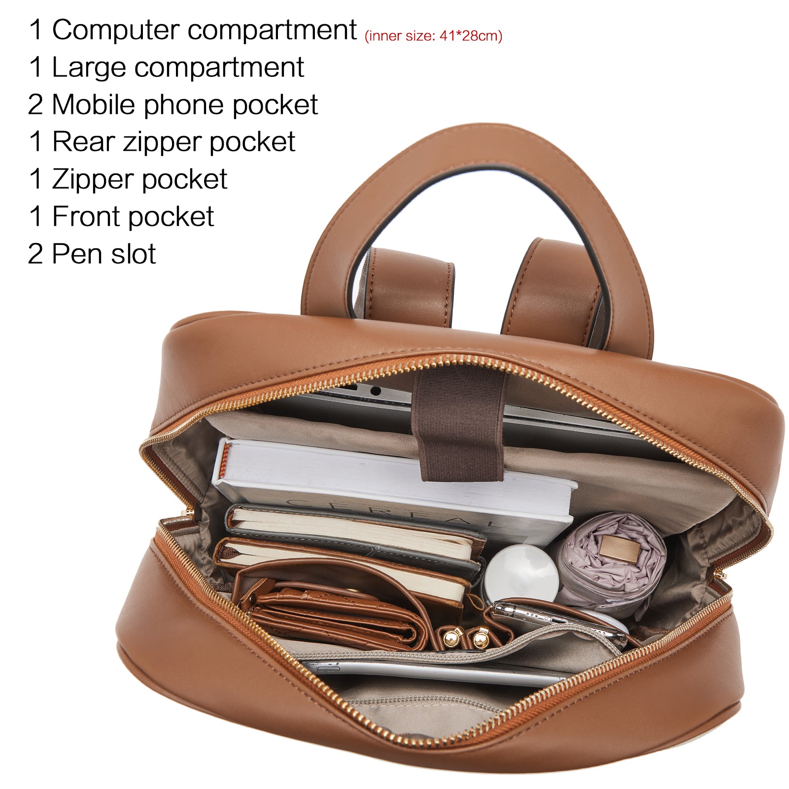 Premium Libe Leather Laptop Backpack for Women - Stylish & Durable 15.6 Inch Business Bag - Perfect for Work, Travel & College (Black)