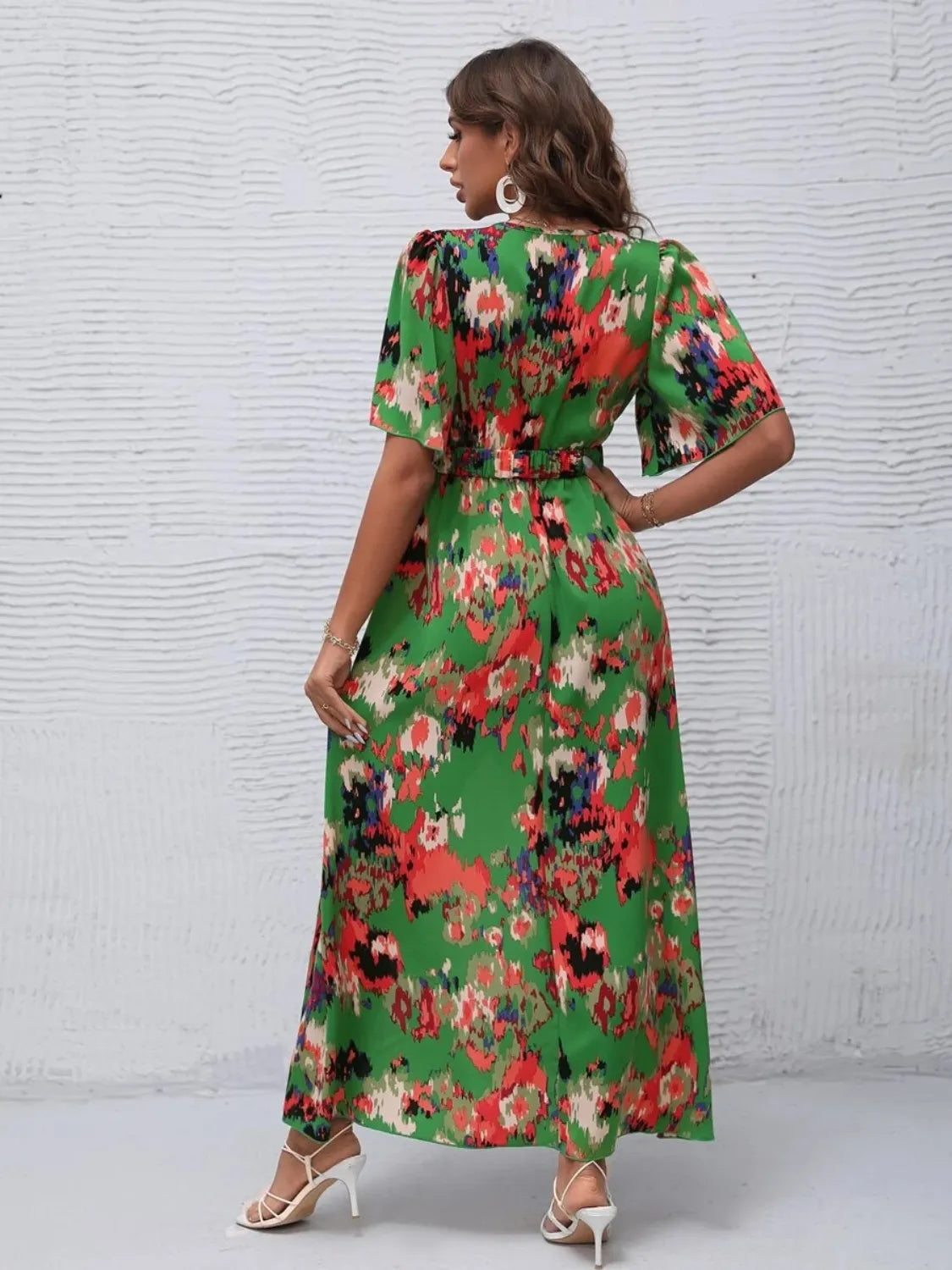Floral Short Sleeve Summer Maxi Dress for Women - Beach Vacation, Party & Casual Outfit - Lightweight Boho Sundress for Travel, Date Night & Outdoor Events