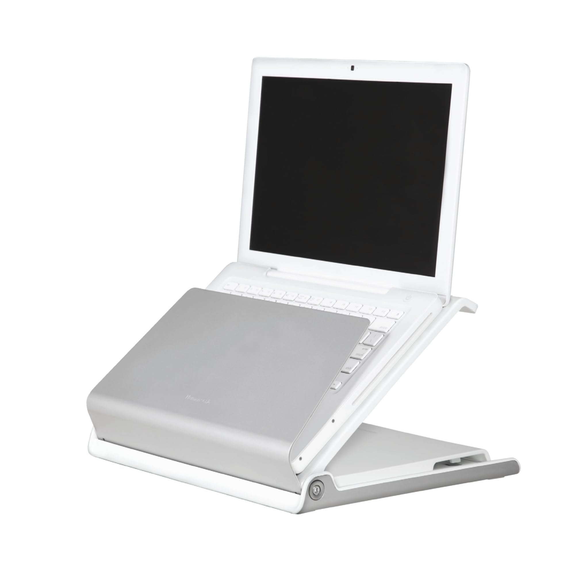 Humanscale L6 Silver Ergonomic Laptop Stand - 360° Swivel Adjustable Notebook Riser for Desk, Workstation & Home Office - Promotes Good Posture for Comfortable Computing (Perfect for Remote Work, Video Calls & Prolonged Typing Sessions)
