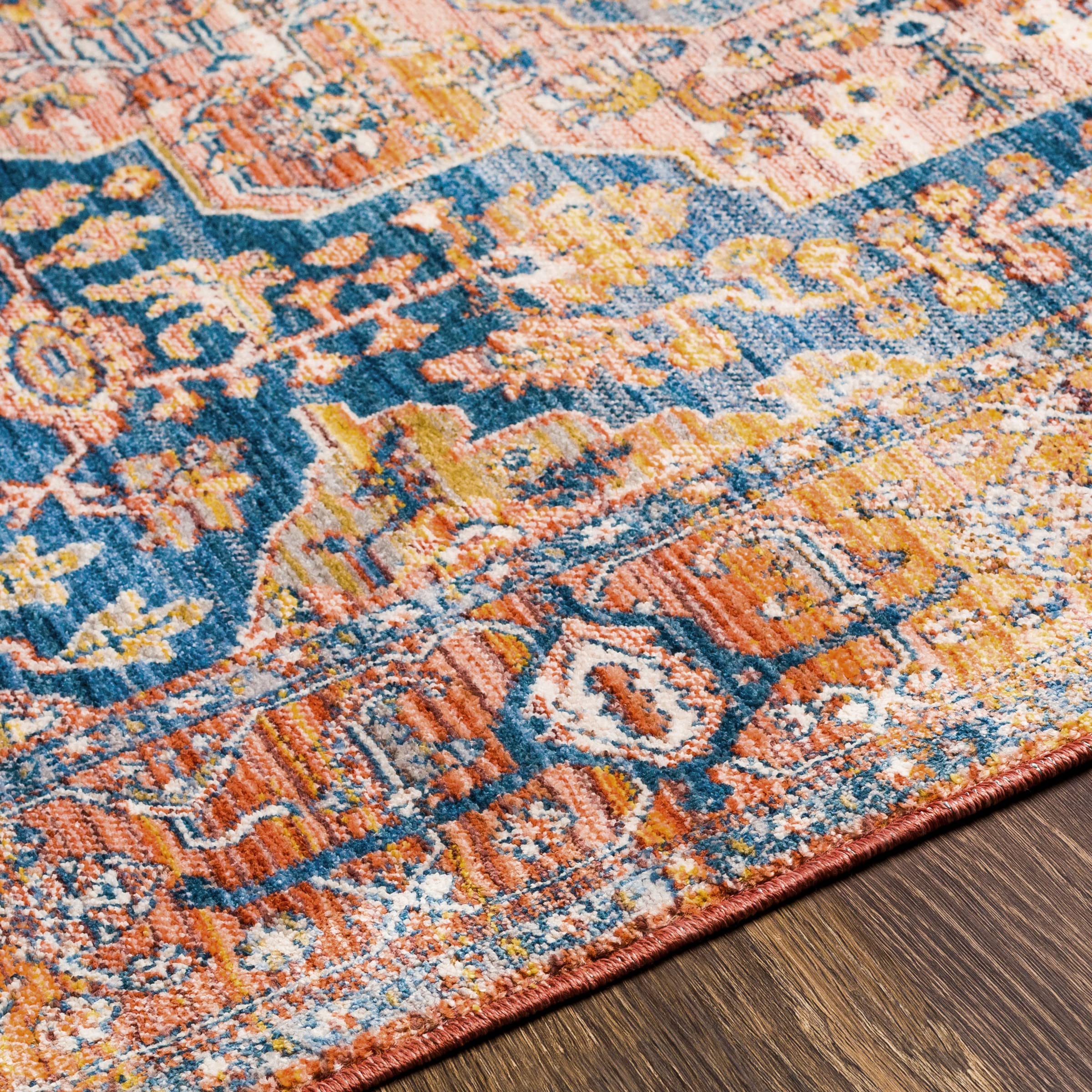 Mark&Day Leavenworth Traditional 9x13 Area Rug - Burnt Orange, Blue & Beige Handmade Carpet for Living Room, Bedroom, Kitchen | Non-Slip, Stain Resistant | Perfect for Home Decor, Office & Dorm (8'10