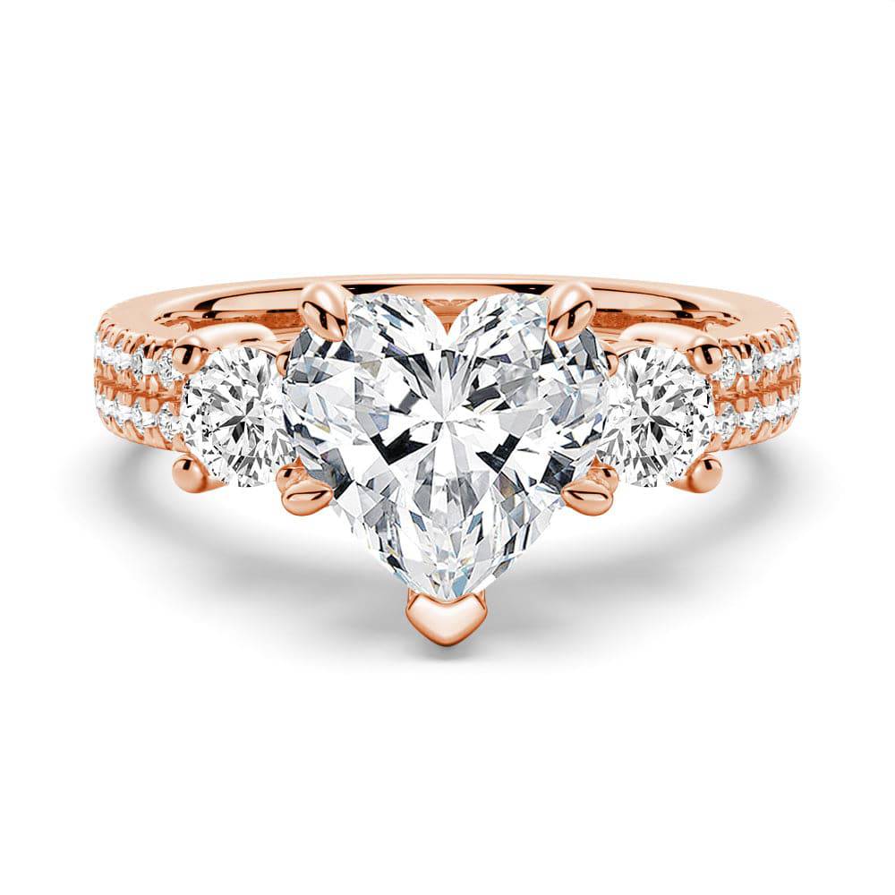 Exquisite Double Row Pave Three Stone Heart Shaped Moissanite Engagement Ring for Women - Perfect for Proposals, Anniversaries & Romantic Occasions