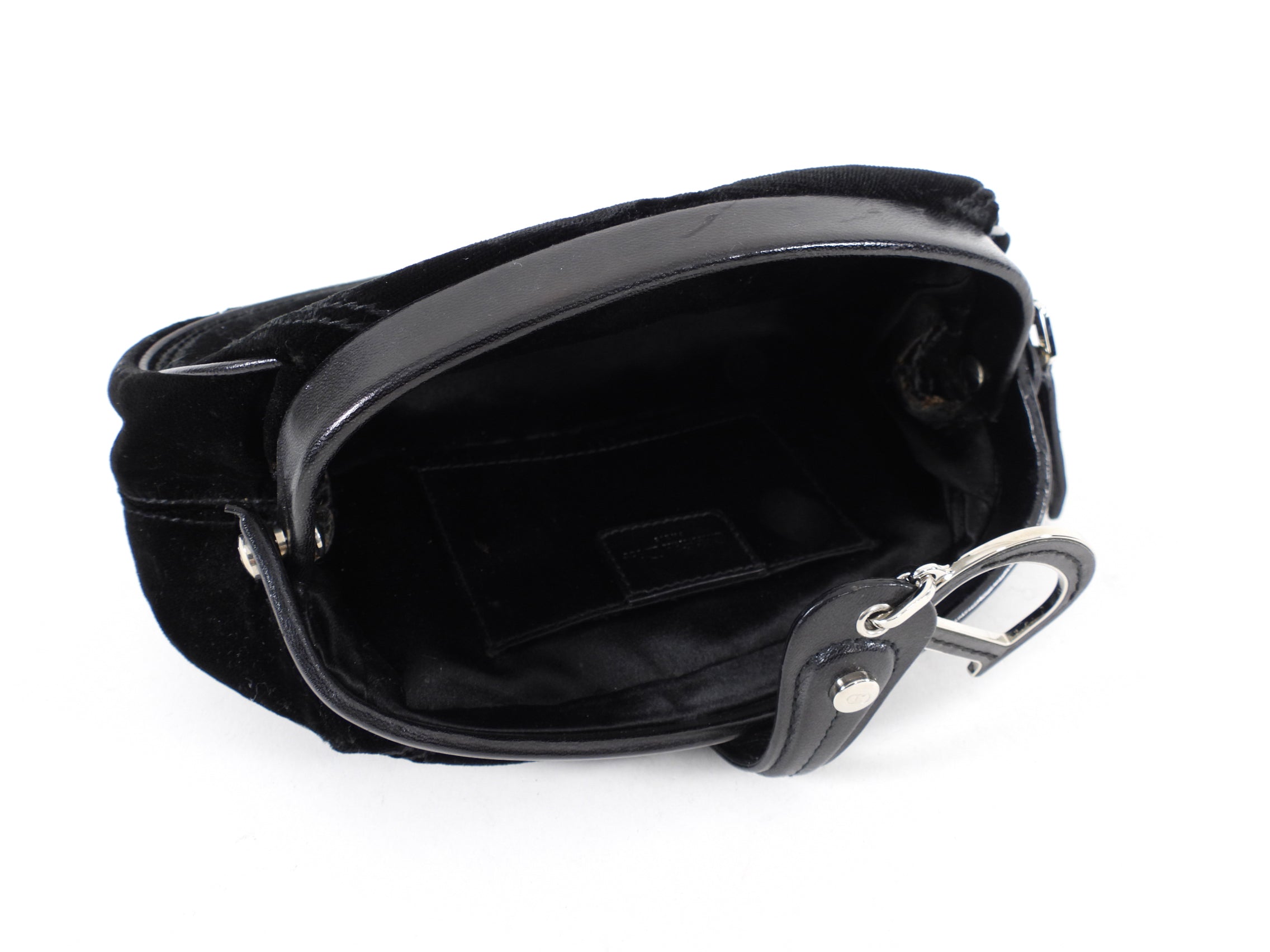 Dior Black Velvet D Charm Small Evening Clutch Bag for Women | Luxury Designer Handbag for Parties, Weddings & Special Occasions