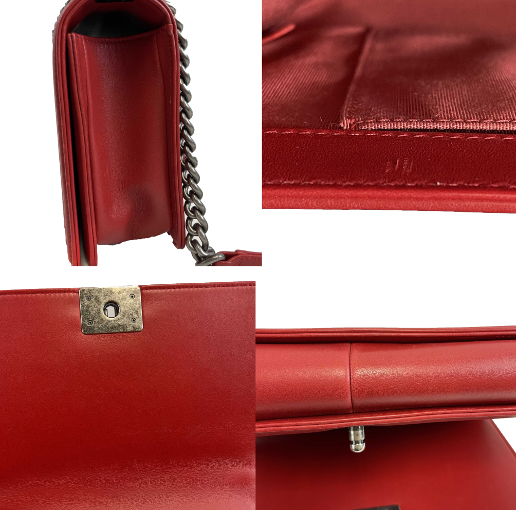 Chanel Boy Flap Bag Quilted Calfskin Leather - New Medium Red Crossbody Shoulder Bag for Women | Luxury Designer Handbag for Date Night, Parties & Special Occasions