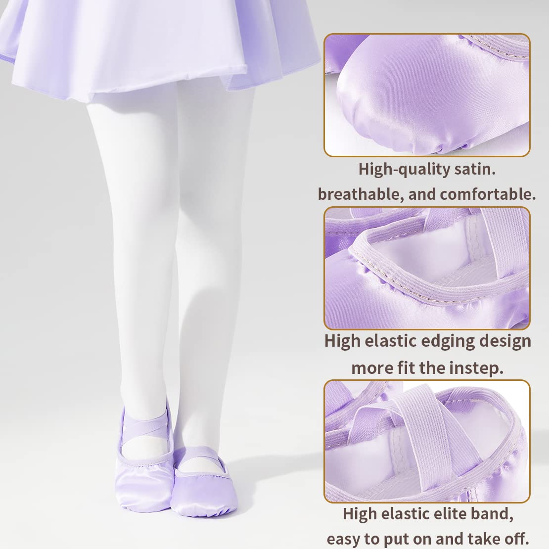 Girls Satin Ballet Slippers - Toddler & Kids Dance Shoes (Sizes Little Kid/Big Kid) for Ballet Class, Recital & Dance Practice
