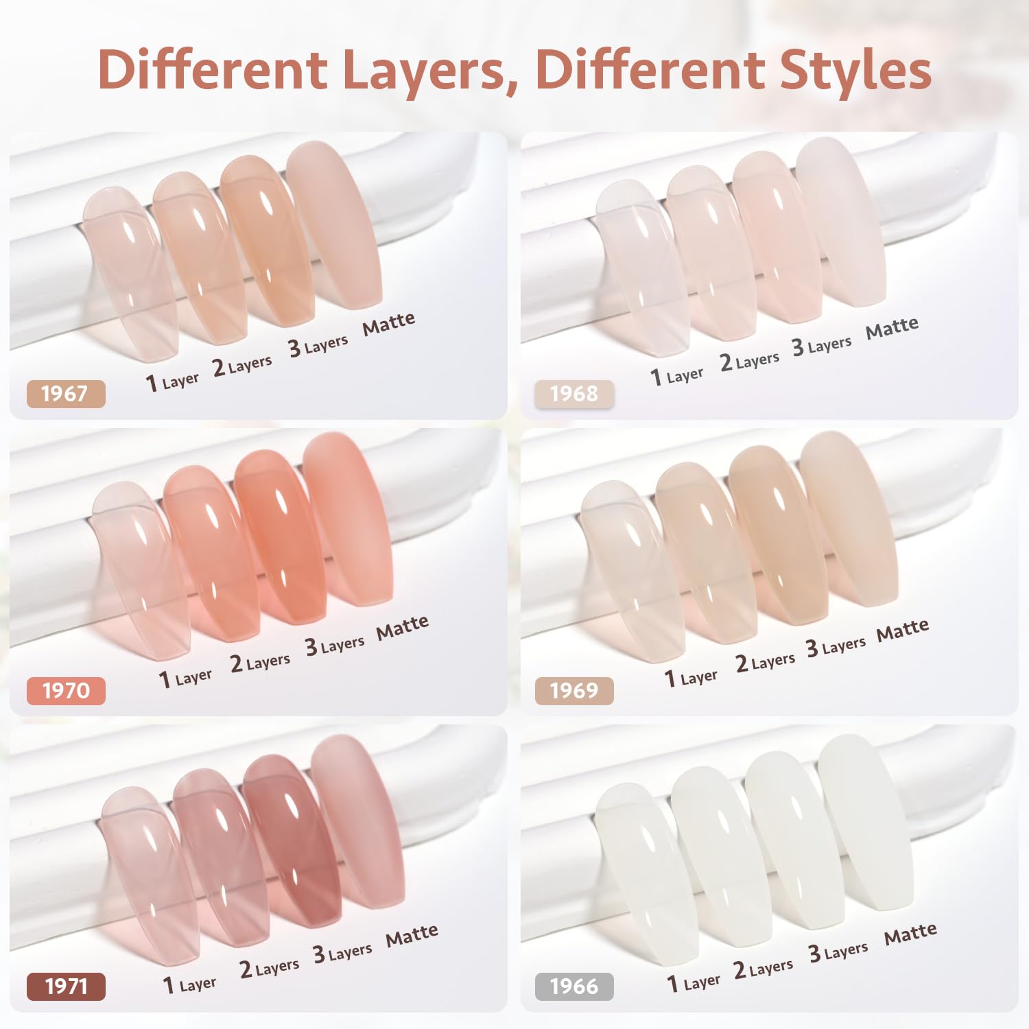 GAOY Milky Jelly Nude Gel Nail Polish Set - 6 Transparent Colors (Sheer White & Pink) Soak Off UV Light Cure Gel Polish Kit for Salon & DIY Nail Art at Home | Perfect for French Manicures, Bridal Nails & Everyday Wear