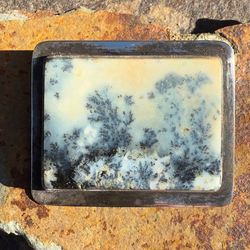Stunning Dendritic Agate Pendant Pin - Vintage Sterling Silver Jewelry for Women - Perfect for Parties, Weddings & Special Occasions