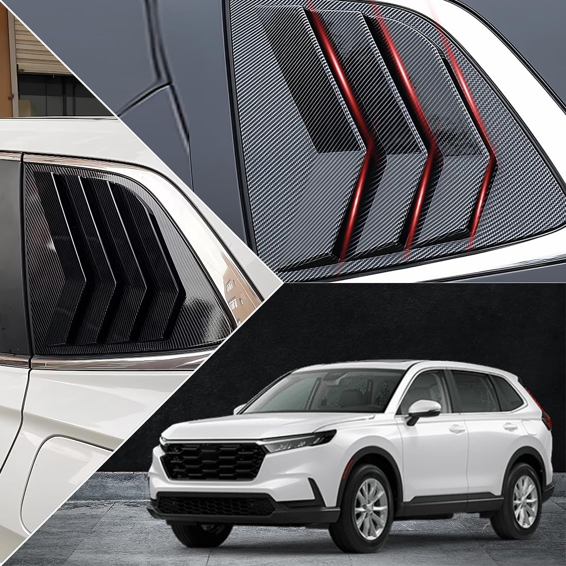 2Pcs Rear Side Window Louvers Air Vent Scoop Shades for Honda CRV CR-V 2023 2024 2025 - ABS Carbon Fiber Style Interior Accessories | Sporty Upgrade & Sun Protection for SUV Windows