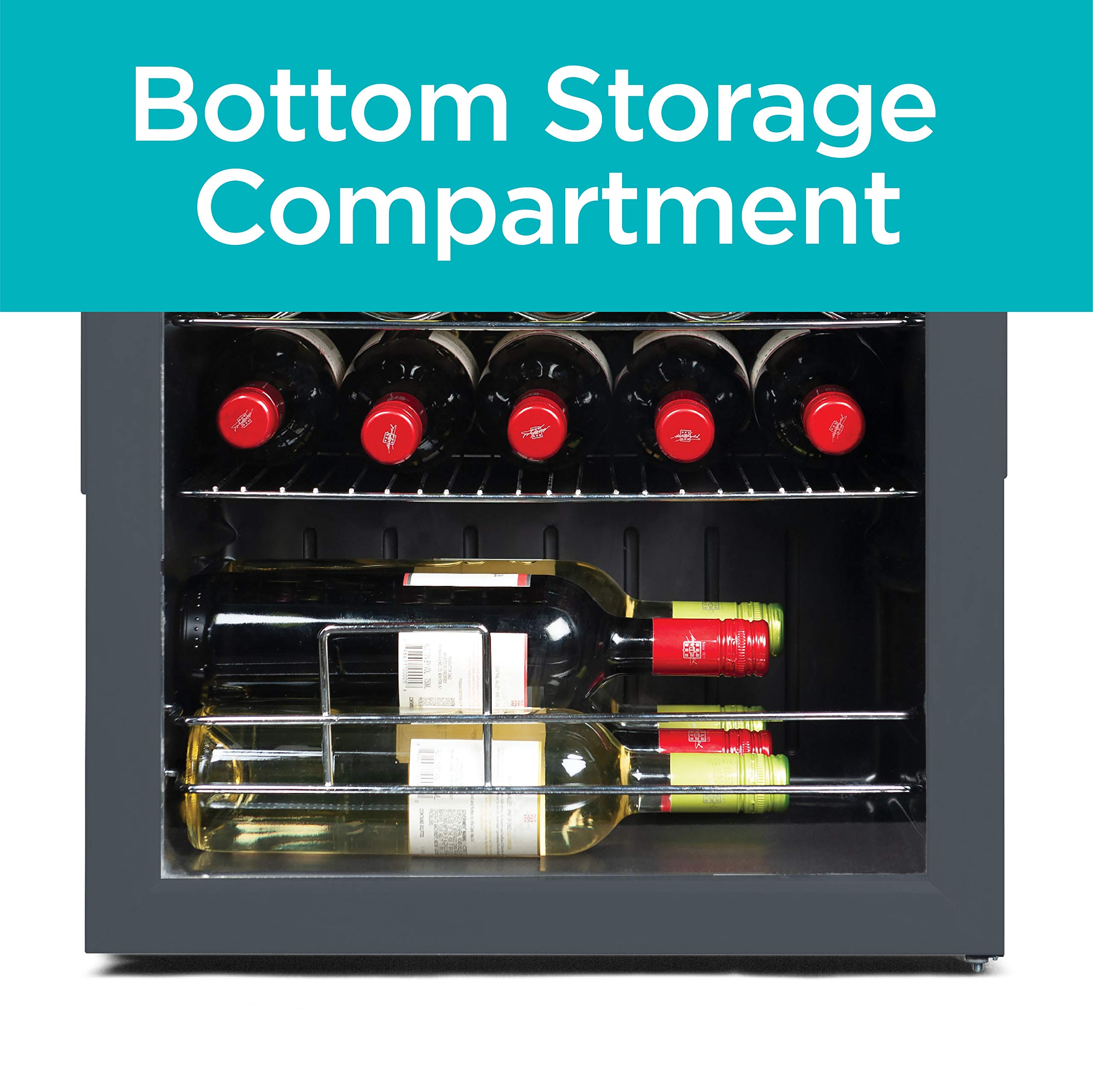 BLACK+DECKER 14 Bottle Wine Cooler Refrigerator - Freestanding Compressor Cooling Wine Fridge with Chrome Shelves (Model BD61516) - Perfect for Home Bars, Kitchen Storage & Wine Cellars