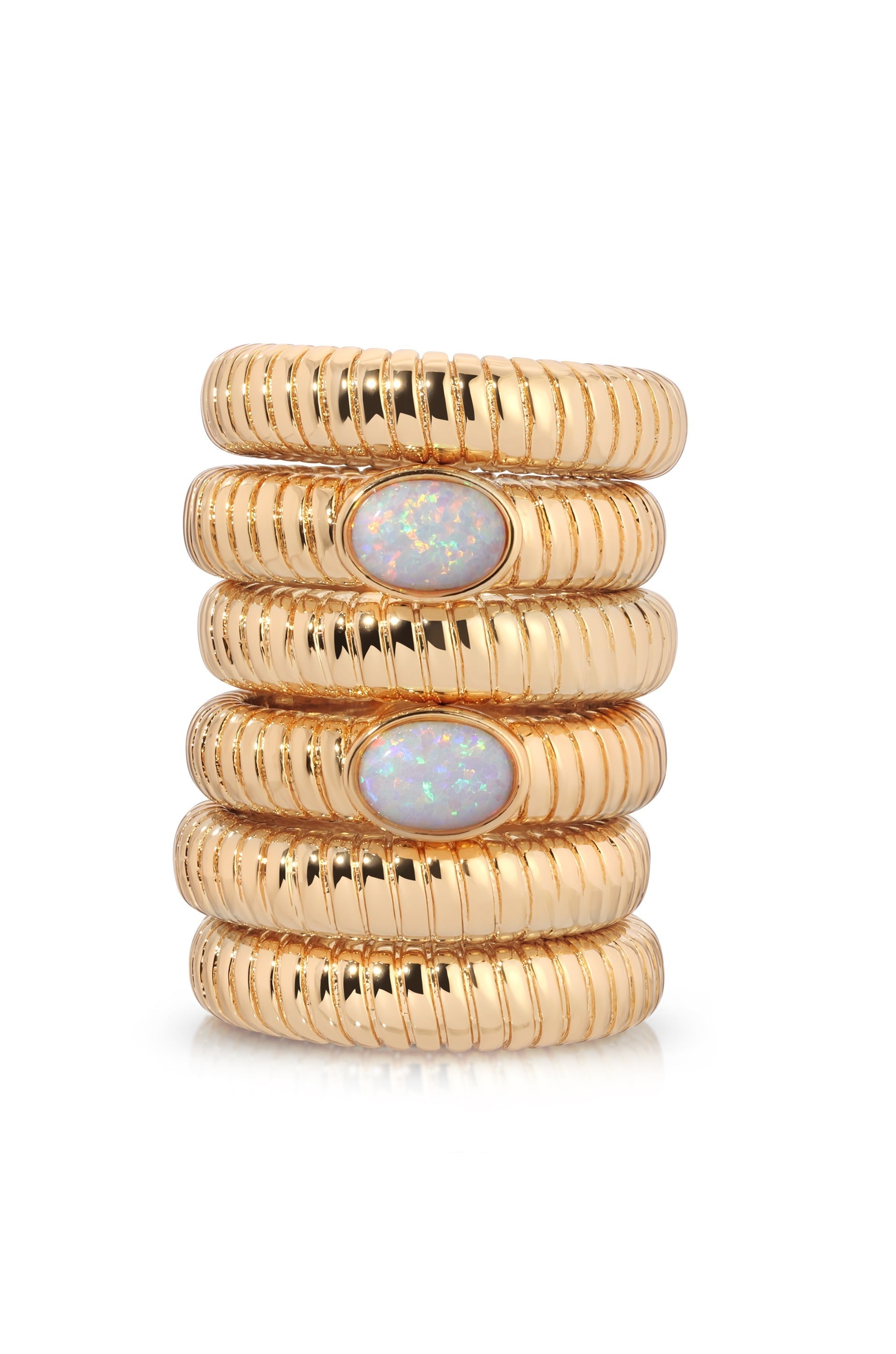 Opal Flex Ribbed Ring - Adjustable Stackable Jewelry for Women, Dainty Elegant Band for Everyday Wear & Special Occasions