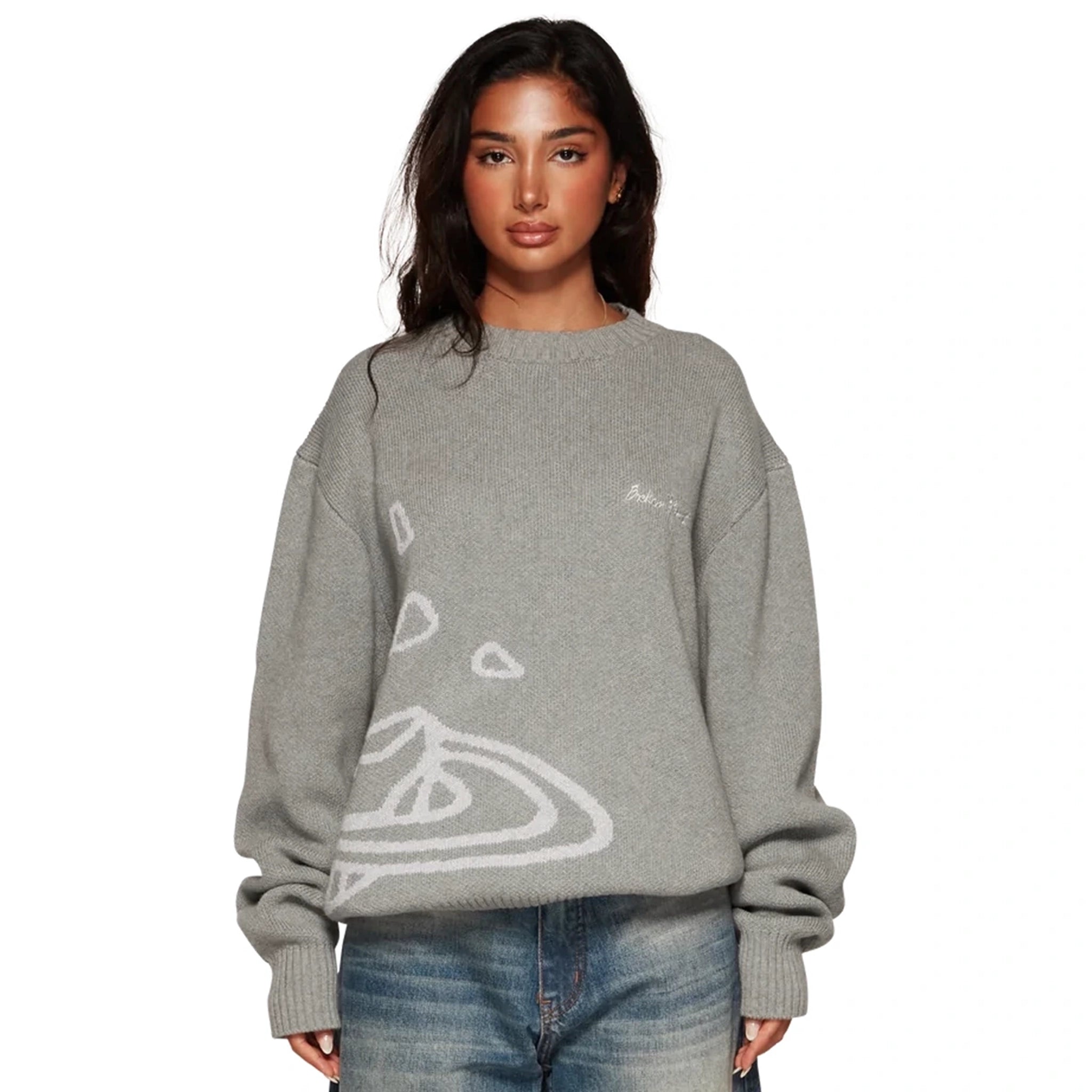 Broken Planet Heather Grey Knit Sweatshirt - Cozy Oversized Pullover for Men & Women | Perfect for Casual Wear, Fall Fashion, and Street Style Outfits