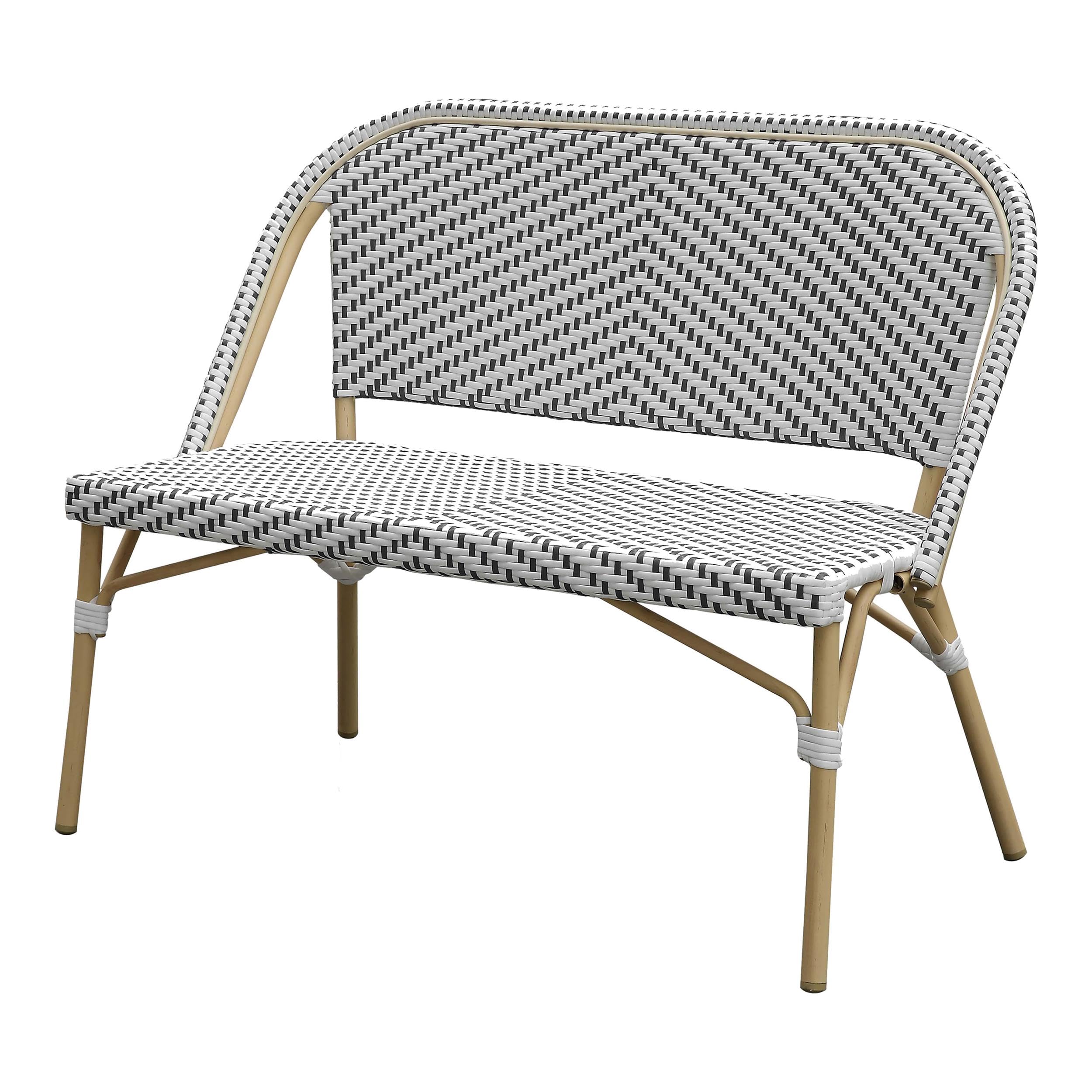 Devey Modern Aluminum Patio Loveseat Bench in Black - Outdoor Furniture for Garden, Poolside & Patio - Weather-Resistant Loveseat by Furniture of America