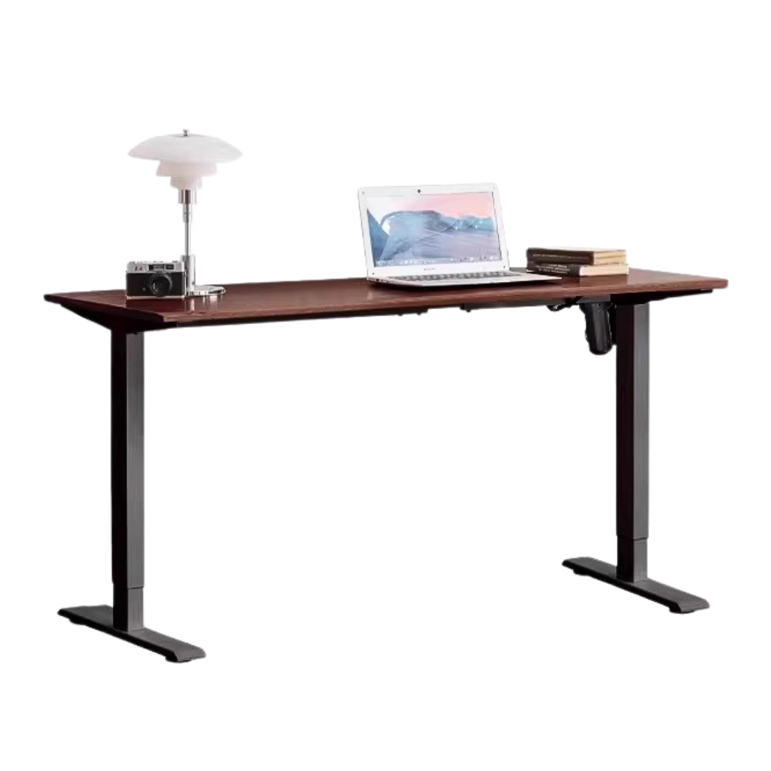 Premium Solid Oak & Black Walnut Electric Height Adjustable Standing Desk - Ergonomic Home Office Workstation for Remote Work & Study