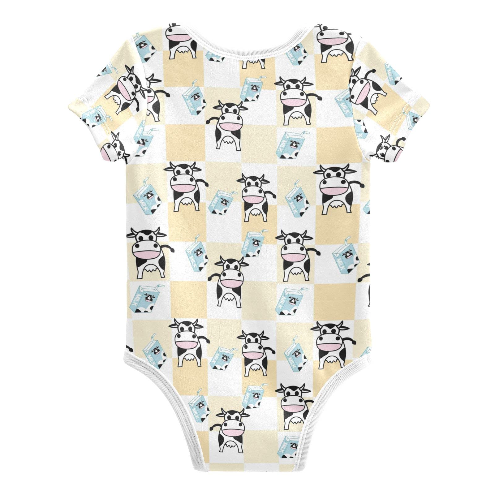 Adorable Cow Print Milk Box Baby Romper - Unisex Short Sleeve Bodysuit for Boys & Girls (3 Months) | Perfect for Playtime, Photo Shoots & Everyday Wear