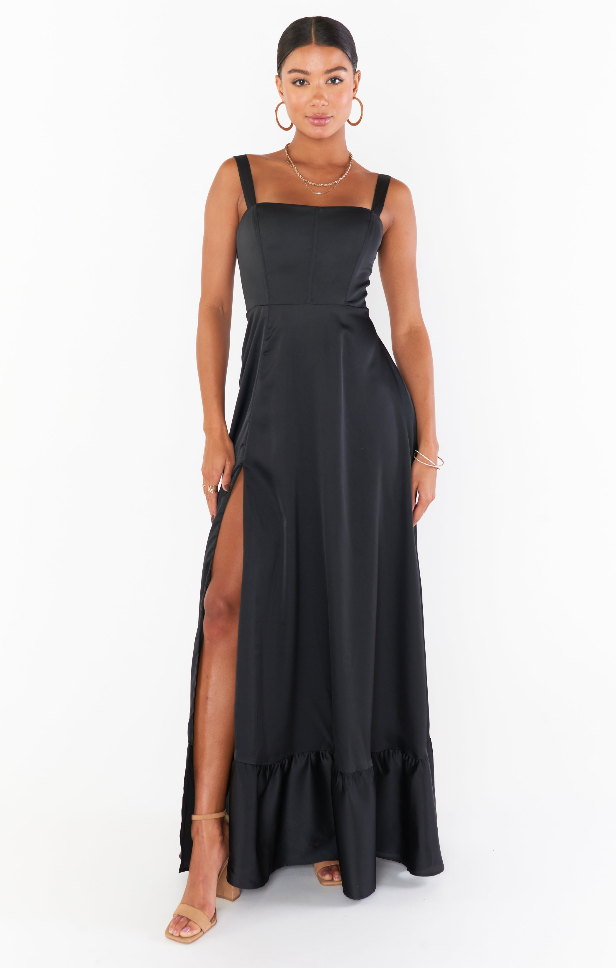 Clarissa Corset Dress - Black Luxe Satin Corset Top for Women | Elegant Evening Wear, Date Night Outfit & Special Occasion Dress