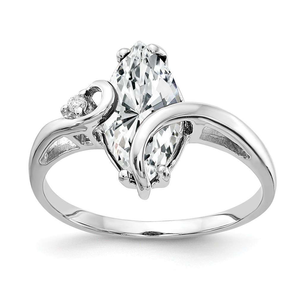 14K White Gold Marquise Cut Cubic Zirconia Ring - 12x6mm CZ Diamond Anniversary Band for Women, Perfect for Wedding, Engagement & Special Occasions