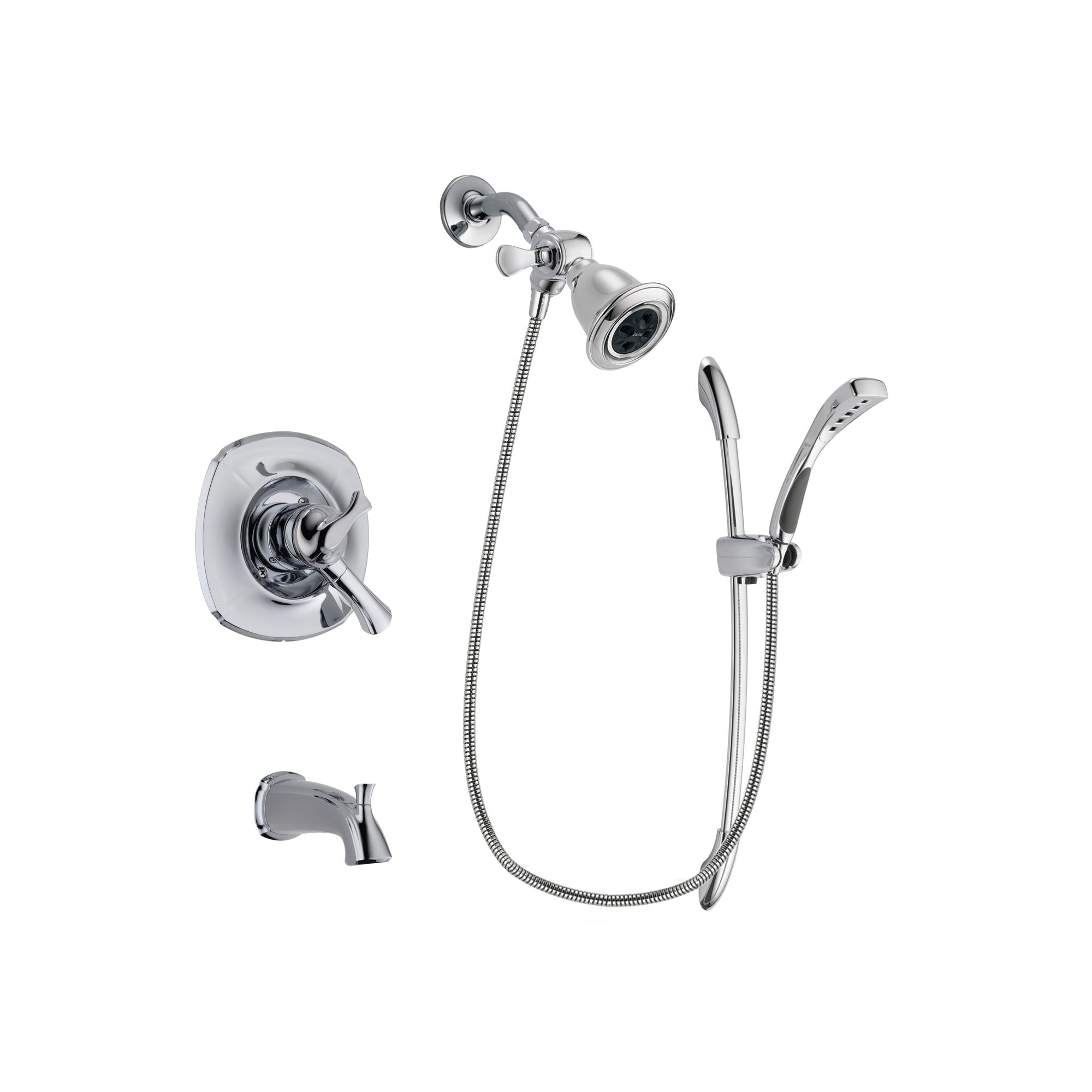 Delta Addison Chrome Finish Dual Control Tub and Shower Faucet System with Water Efficient Showerhead, Handheld Shower & Slide Bar - Includes Rough-in Valve & Tub Spout DSP0487V - Perfect for Bathroom Renovation & Modern Home Upgrade