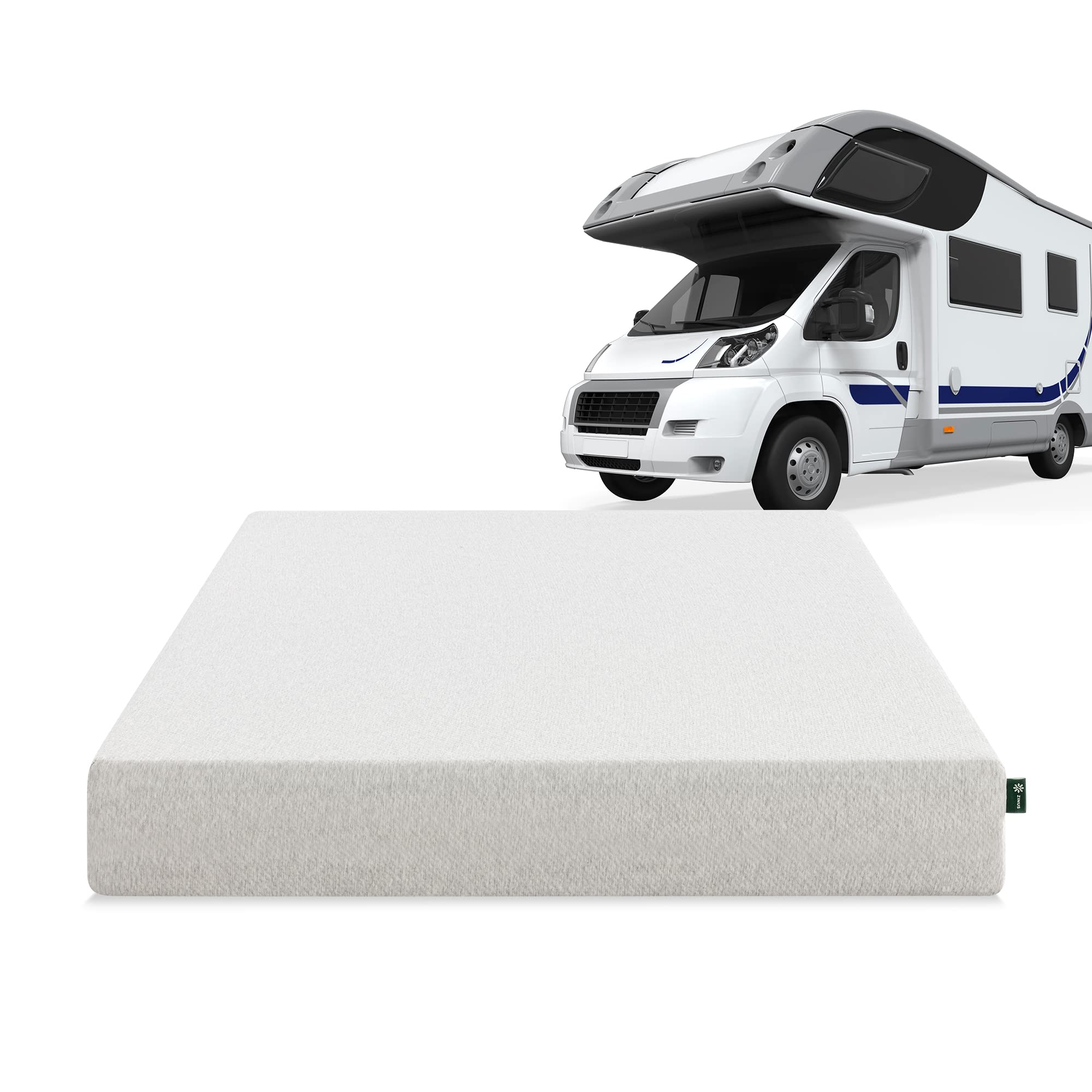 ZINUS 8 Inch Ultima Memory Foam Mattress, Short Queen Size for RVs, Campers & Trailers - Pressure Relieving Bed in a Box, CertiPUR-US Certified, White - Perfect for Travel Trailers, Motorhomes & Small Bedrooms