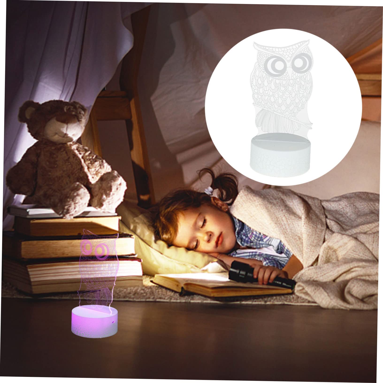 Veemoon 3D Owl Night Light - LED Bedroom Decor for Kids, Boys & Girls - Cute Nursery Lamp for Bedtime, Baby Room, and Kids' Playroom