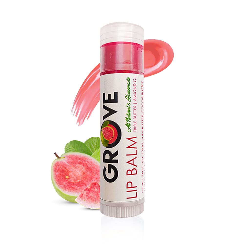 Organic Grove Lip Balm with Shea Butter, Coconut Oil & Vitamin E - Hydrating Lip Care for Dry & Chapped Lips - Natural Lip Butter for Men & Women - 6g Stick (Guava Flavor, Pack of 1) - Perfect for Daily Moisturizing, Winter Protection & On-the-Go Lip Care
