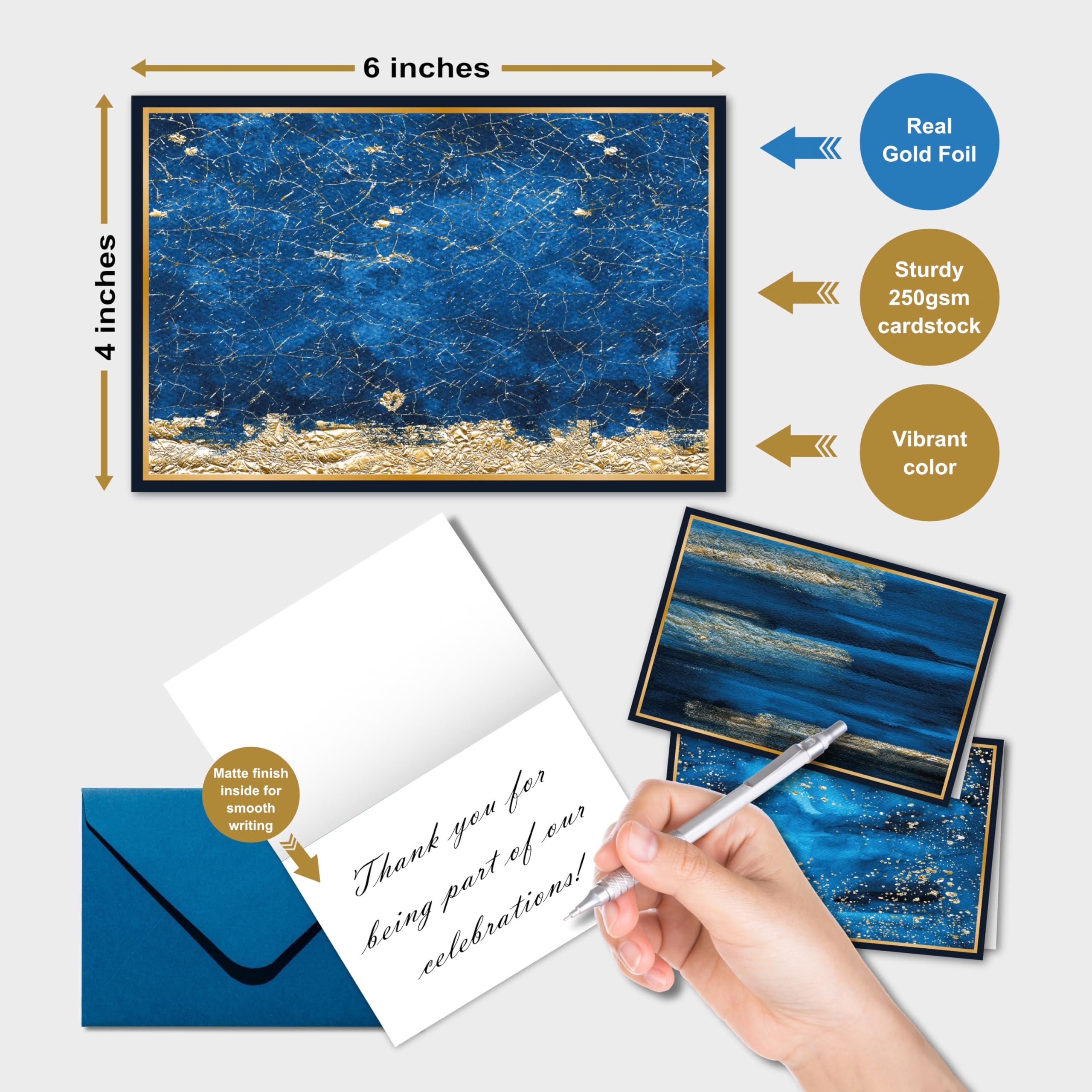 48-Pack Blank Greeting Cards with Envelopes - 4x6 Inch Assorted Sky Blue Design Cards for Birthday, Thank You, All Occasions | Includes 8 Unique Patterns & Matching Envelope Seals | Perfect for Handwritten Notes, Party Invitations, Wedding RSVPs & Thoughtful Gifts