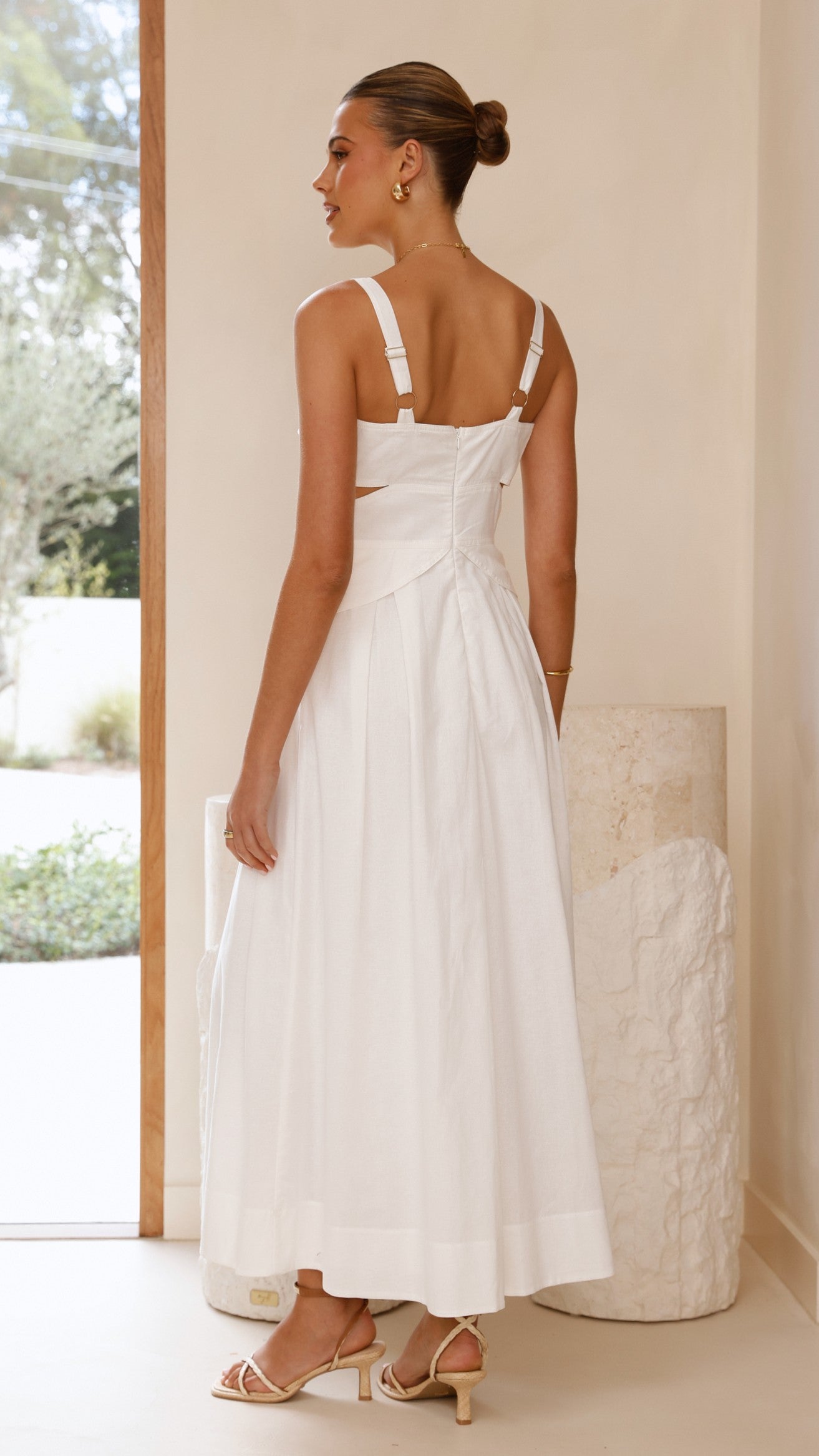 Harleigh Midi Dress - Elegant White Flowy Summer Dress for Women | Perfect for Beach Vacations, Date Nights & Brunch Outings