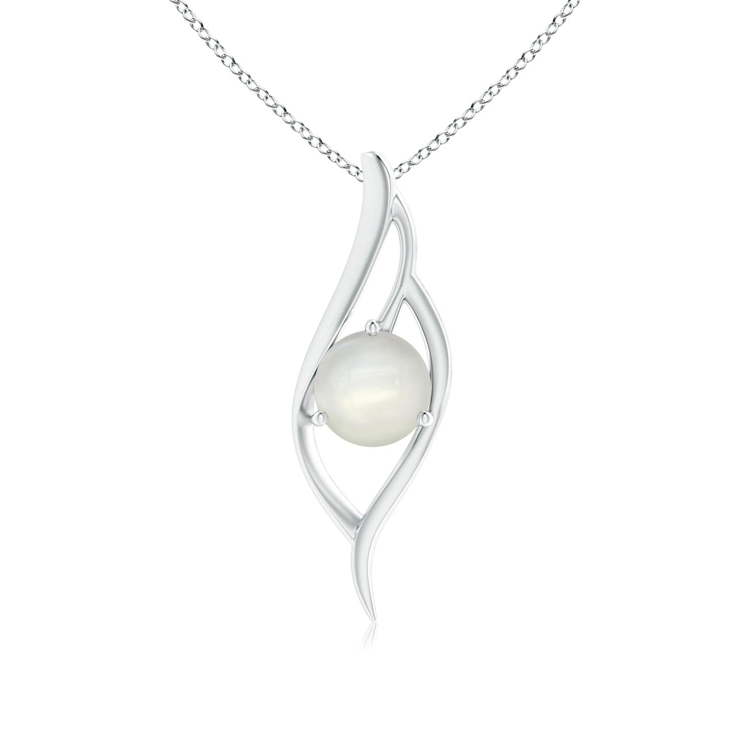 Angara Natural Moonstone Solitaire Pendant Necklace for Women in 14K Solid Gold | Elegant Birthstone Jewelry for Birthday, Engagement, Anniversary & Wedding Gifts | Perfect for Romantic Occasions & Everyday Wear