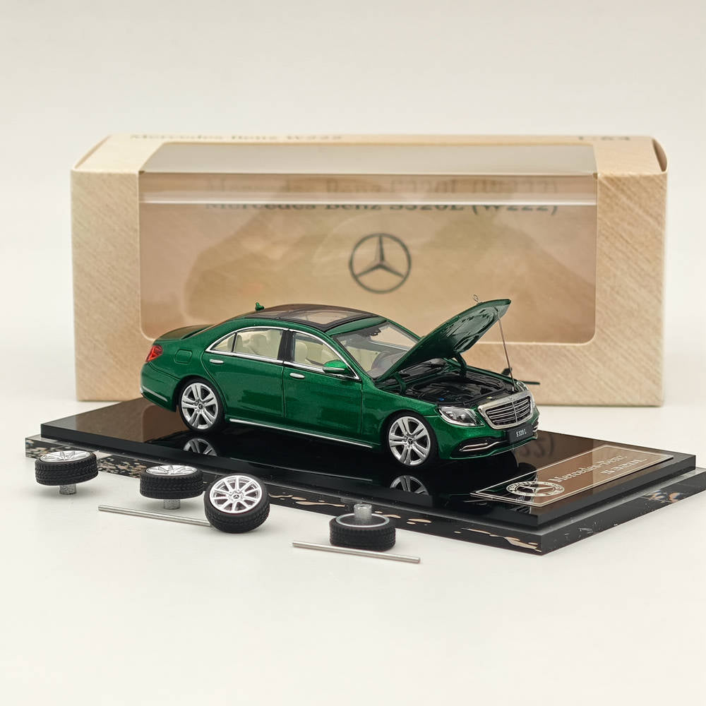 1/64 Mercedes Benz S320L W222 Sedan Sports Green Diecast Metal Car Model - Collectible Toy Car for Adults & Kids - Perfect for Display, Gifts, and Car Enthusiast Collections