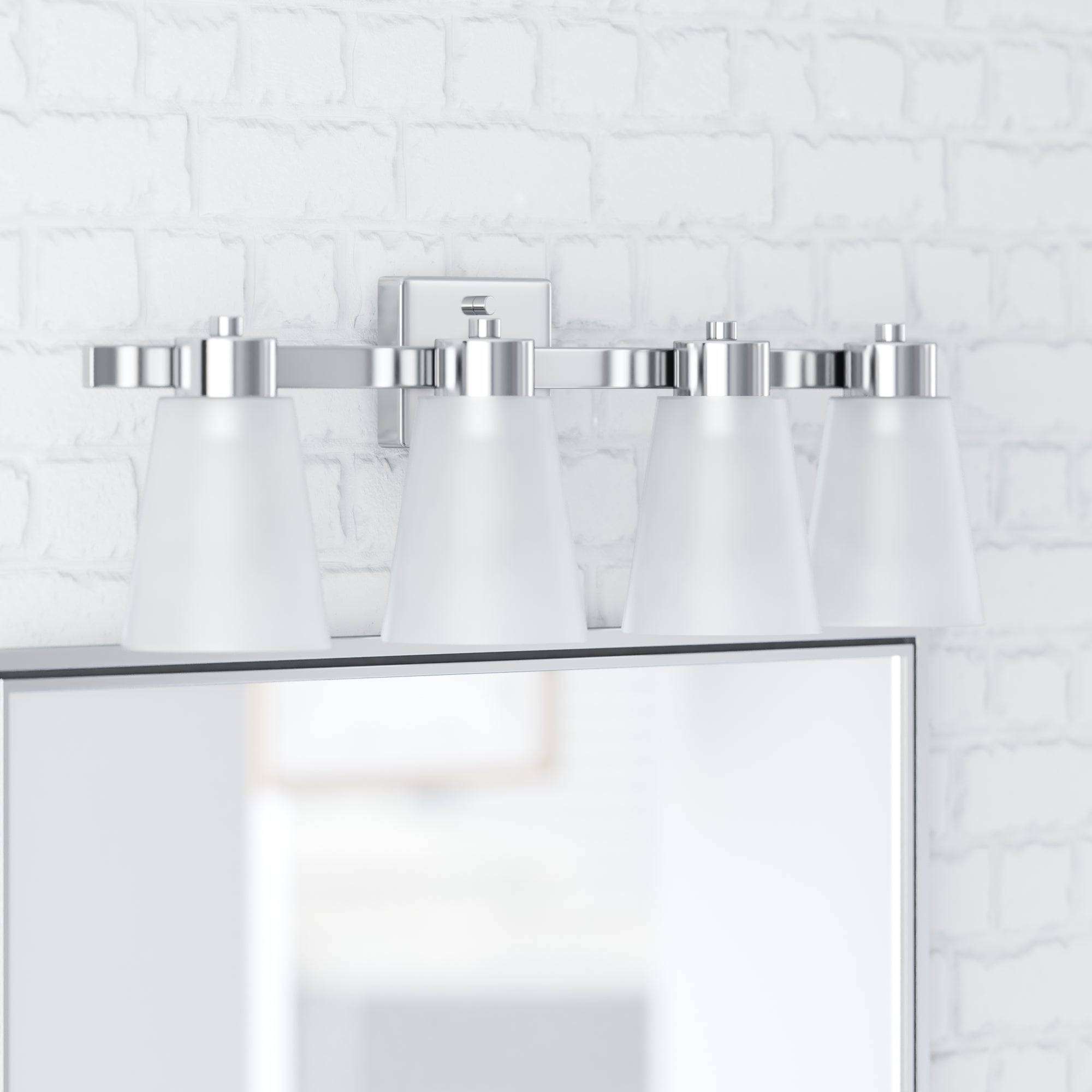 Fairendale 4-Light Vanity Light with Frosted Glass Shade in Brushed Nickel Finish - Perfect for Bathroom, Bedroom, and Dressing Room Lighting