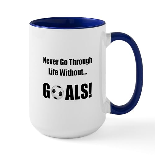 White/Navy Inside - Soccer Goals! Large Mug