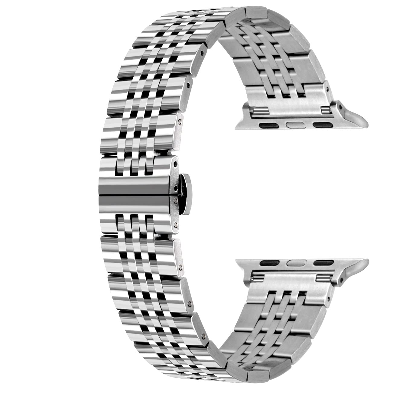 Premium Gold Silver Black Rose Stainless Steel Watch Band for Apple Watch 49mm 45mm 44mm 42mm 41mm 40mm 38mm - Compatible with iWatch Series 8/7/6/5/4/3/2/1/SE/Ultra - Glossy Metal Strap for Women & Men - Perfect for Workouts, Office & Everyday Wear
