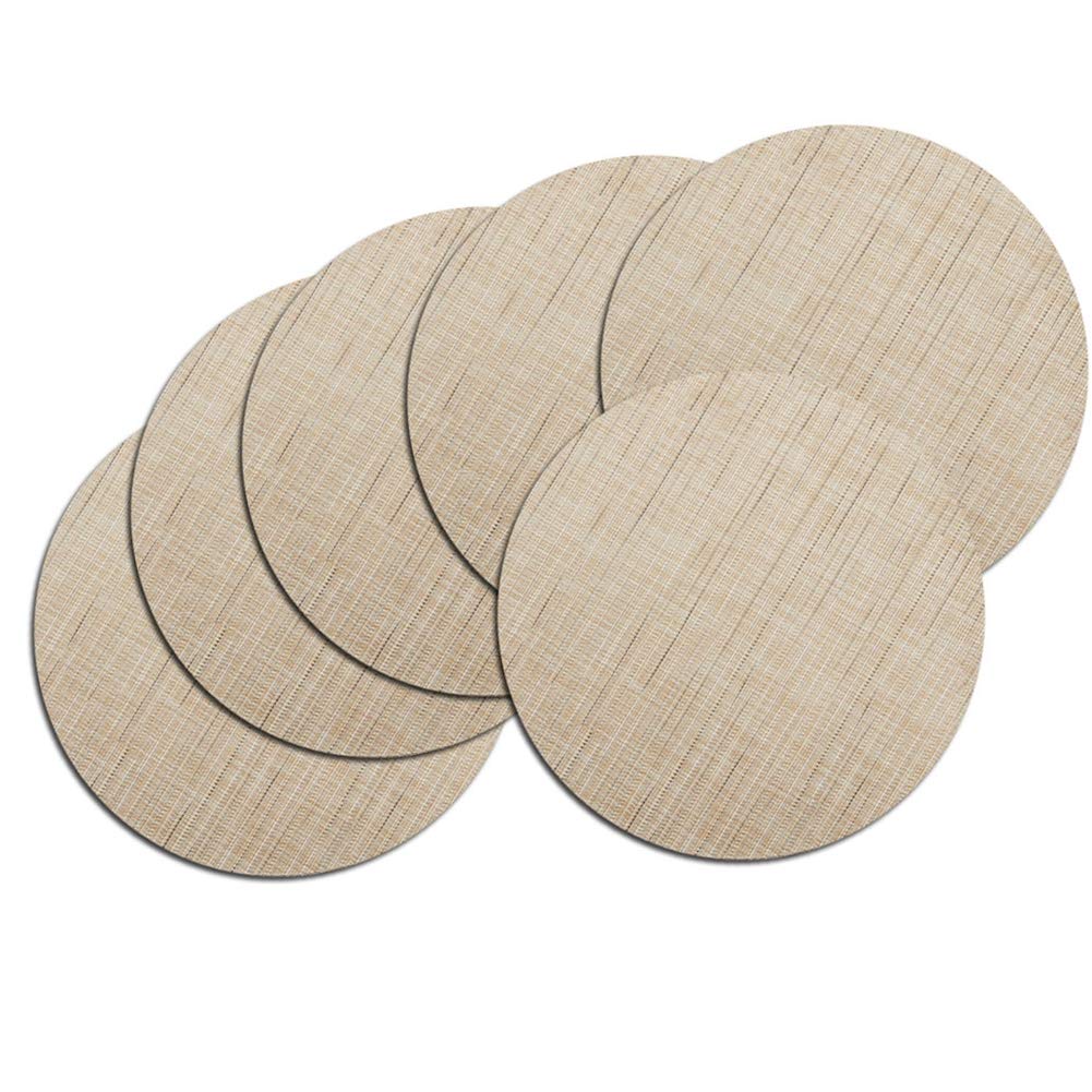 Round Woven Placemats Set of 6 - 13.8 Inch Washable Non-Slip Table Mats for Dining, Christmas Decor, Wedding & Party - Beige Home Decor Accessories | Perfect for Holiday Gatherings, Dinner Parties & Everyday Use