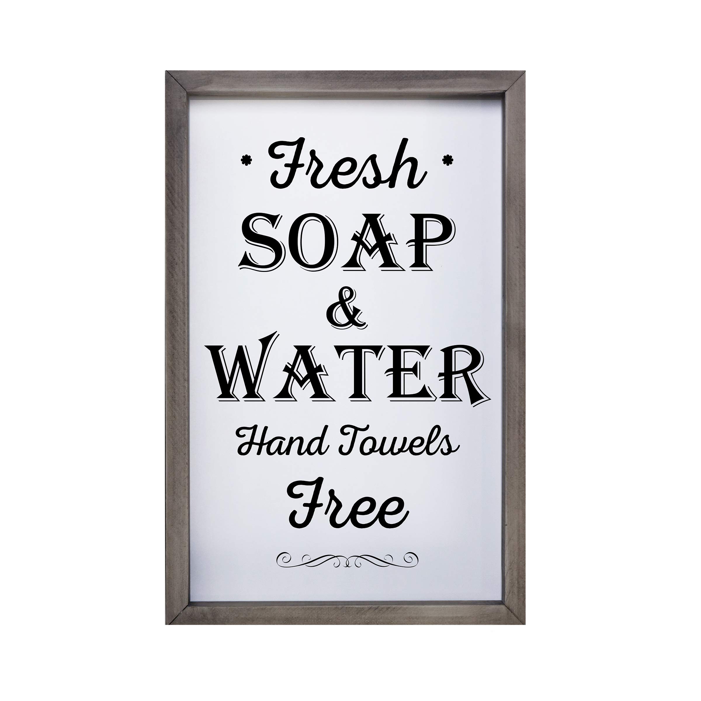 LifeSong Farmhouse Bathroom Sign - Rustic Wooden Box Decor for Modern Bathrooms (Gray)