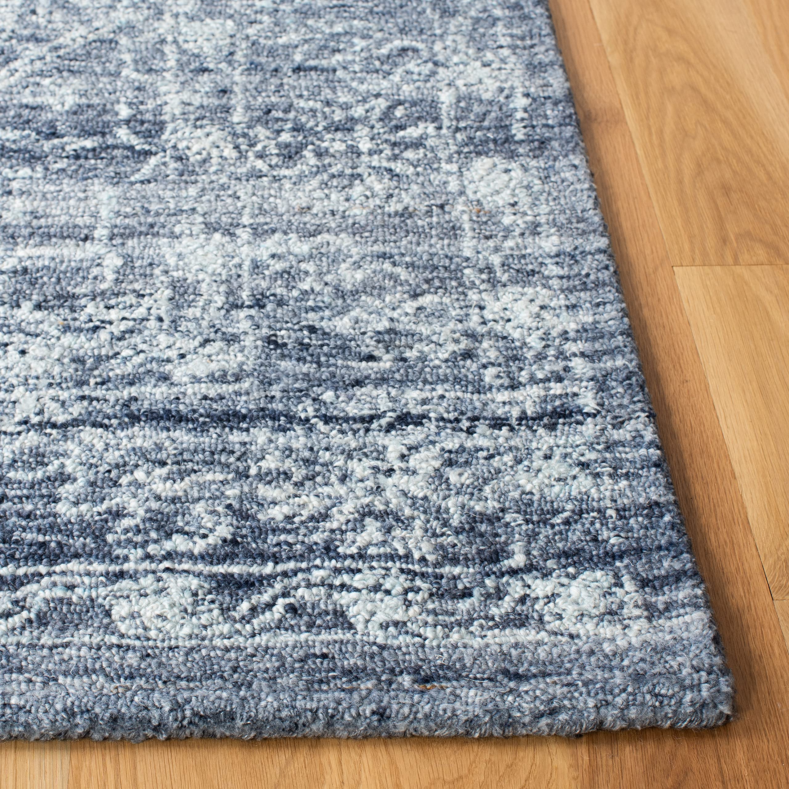 SAFAVIEH Marquee Collection 6' Square Navy Blue Handmade Area Rug - Soft & Durable for Living Room, Dining Room, Bedroom Decor | Perfect for Home, Office & High Traffic Areas