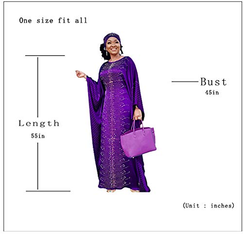 Stylish African Beaded Rhinestone Kaftan Maxi Dress for Women - Purple One Size | HD Quality | Perfect for Parties, Weddings & Special Occasions