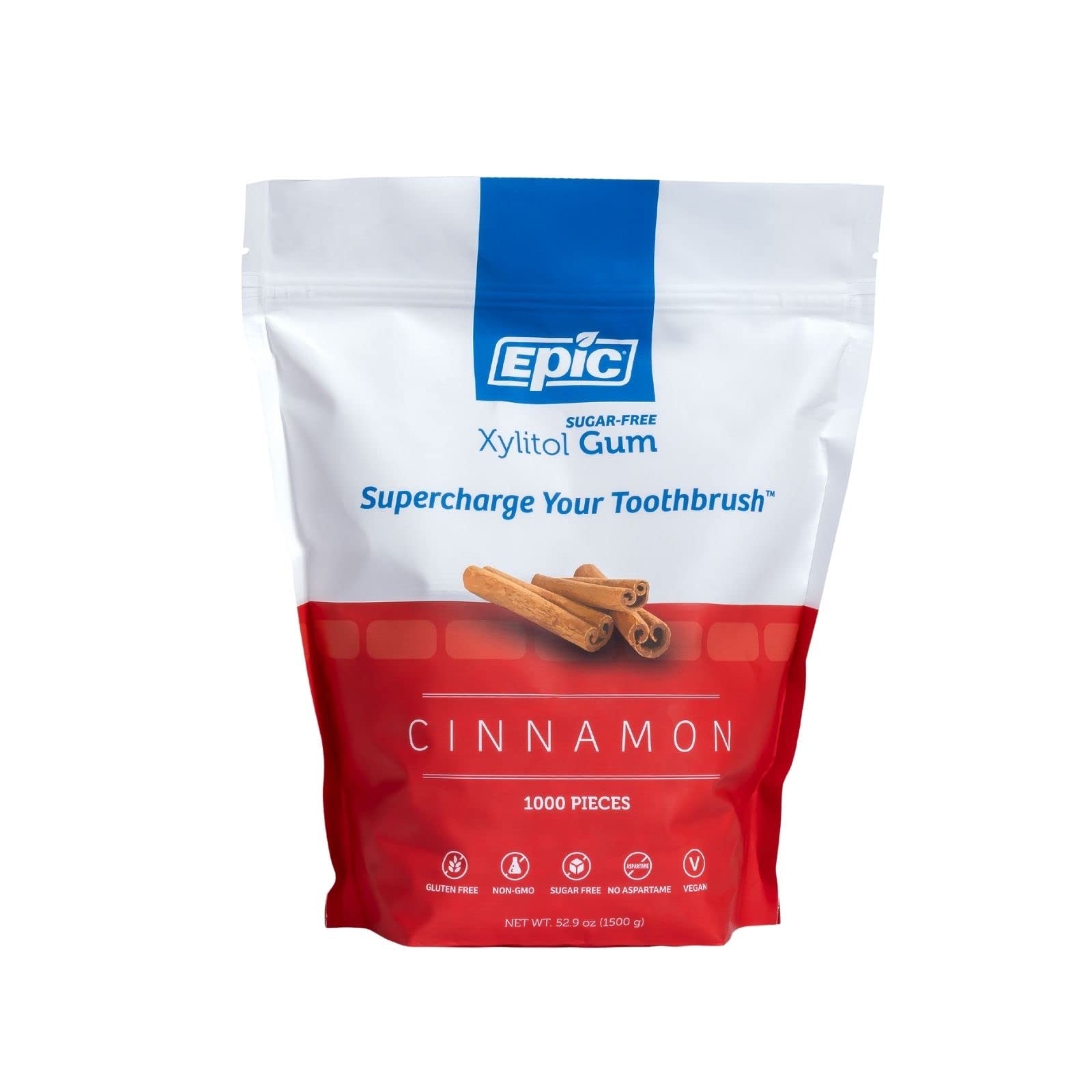Sugar Free Chewing Gum with 100% Xylitol - Aspartame Free, Cinnamon Flavored Gum (1000 Pieces) - Freshen Breath After Meals & Boost Focus at Work