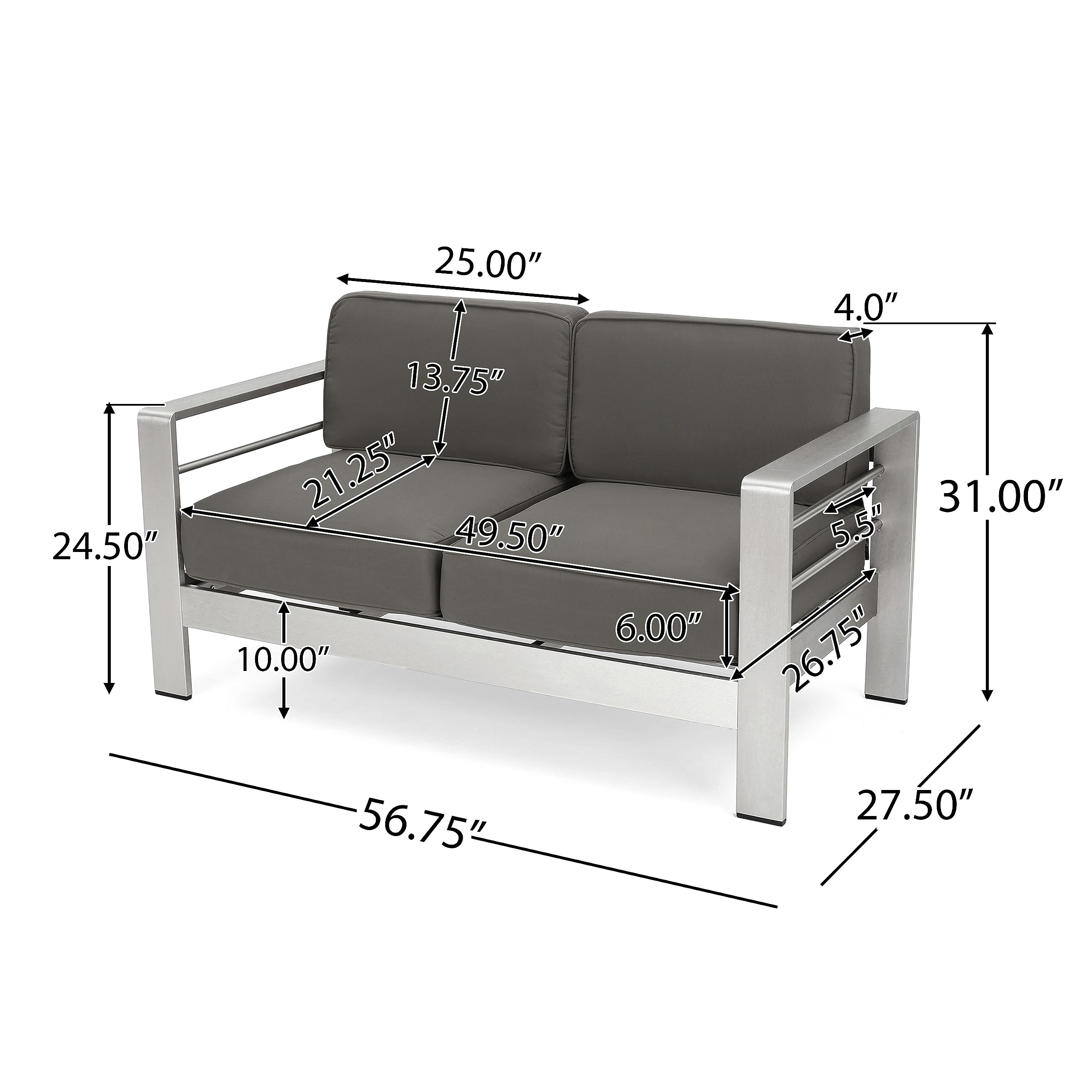 Christopher Knight Home Nicole Outdoor 7-Piece Patio Sofa Set with Coffee Table in Silver & Khaki - Perfect for Backyard, Garden, and Poolside Relaxation