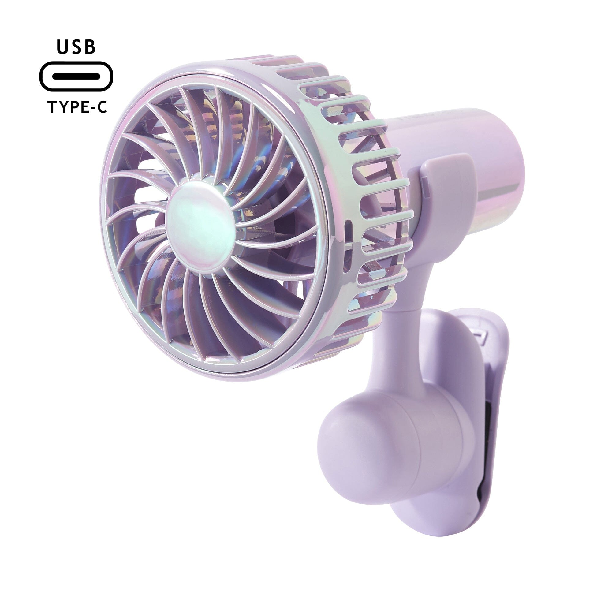 Portable Mini Fan with Aurora Purple Light - USB Rechargeable Handheld Fan for Office, Travel, and Outdoor Activities
