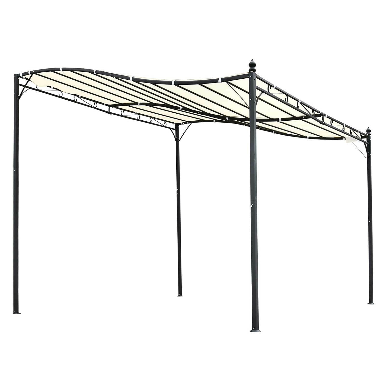 10' x 10' Steel Outdoor Pergola with Canopy - Patio Gazebo in Cream White | Perfect for Backyard, Garden, and Poolside Relaxation