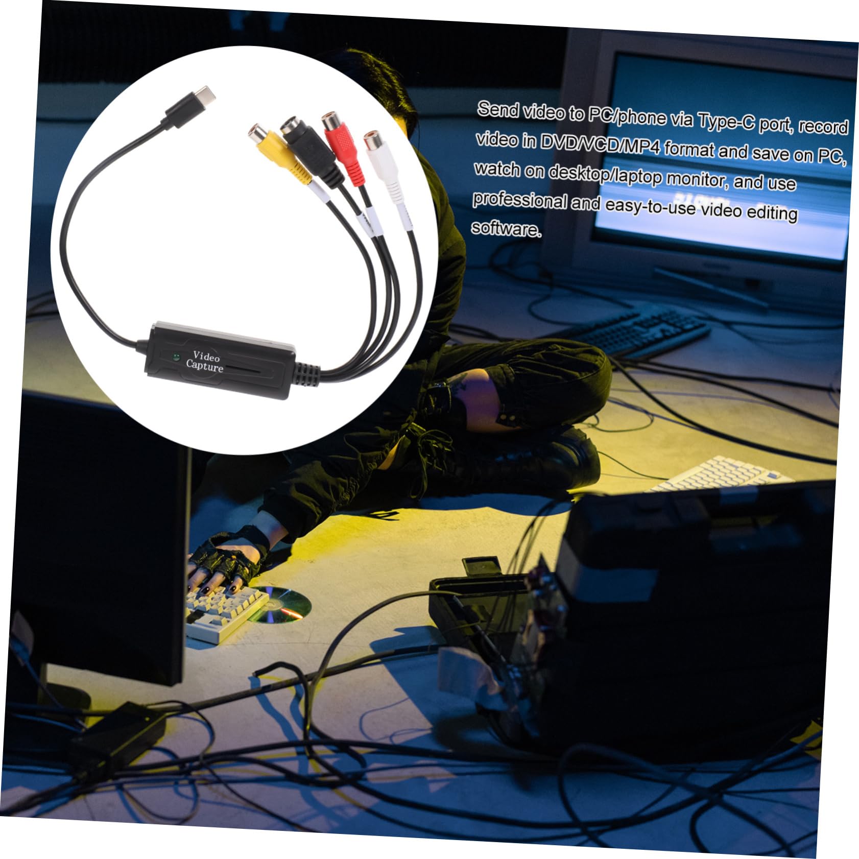 Jojofuny 4-Pack USB Video Capture Card - HDMI to USB 2.0 Recorder for Live Streaming, VHS to Digital Converter, DVR Recording Device for Gaming, Podcasting & Video Editing - Portable & Rubber Coated
