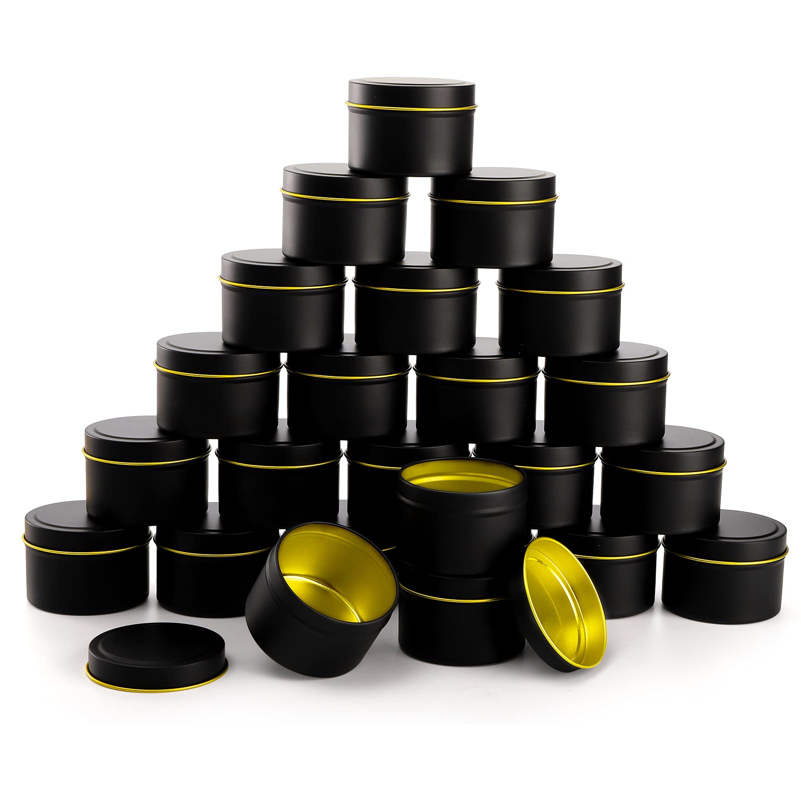 ZEAYEA 30-Piece 4 oz Round Black Metal Candle Tins with Lids - DIY Candle Making Containers, Arts & Crafts Supplies, Travel Storage Jars - Perfect for Holiday Gifts, Home Decor & Wedding Favors
