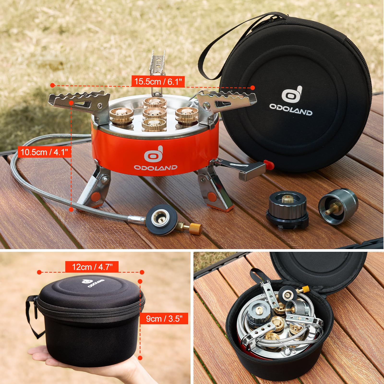 Odoland 9000W Portable Windproof Camping Stove - Adjustable Backpacking Gas Burner with EVA Case for Outdoor Adventures, Hiking & Picnics | Perfect for Camp Cooking, Emergency Preparedness & RV Trips